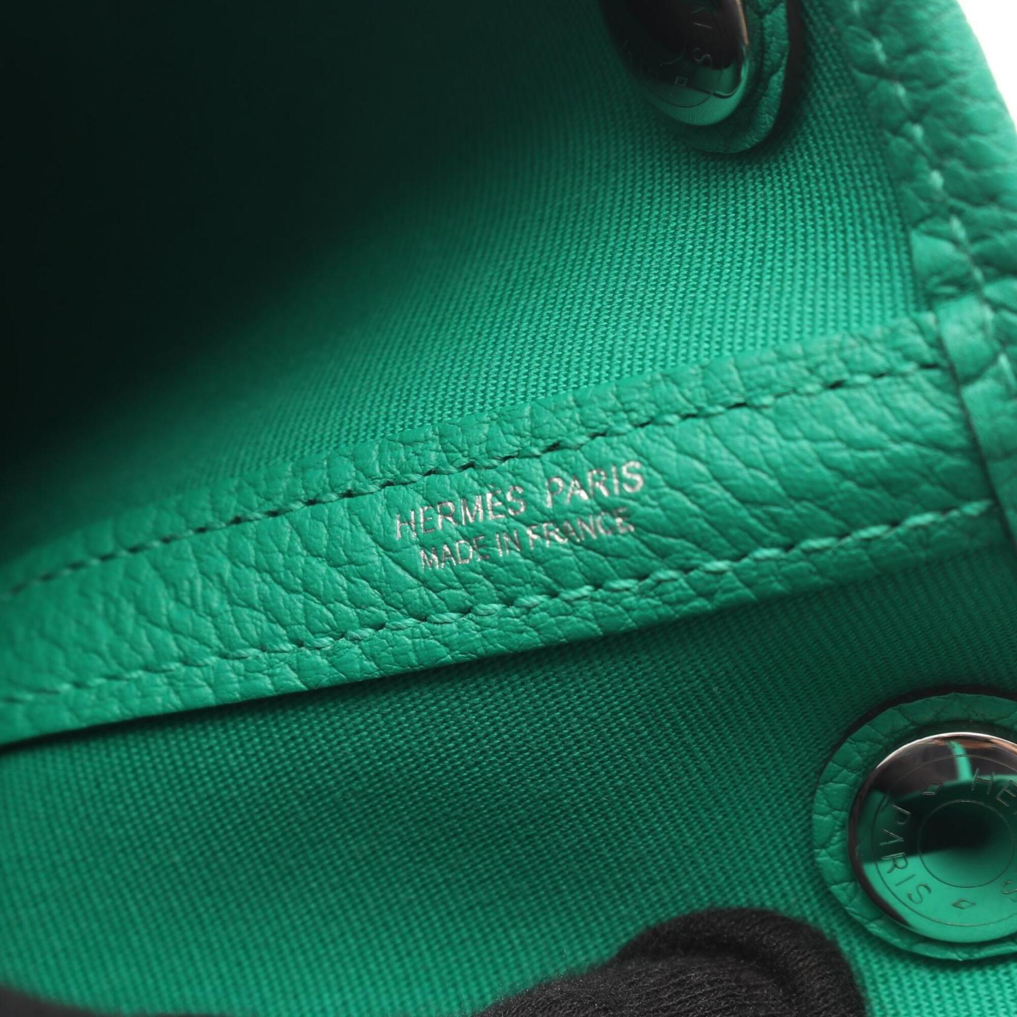 Hermes Green Toile Officier Negonda Leather Handbag Tote Bag (Pre-Owned)