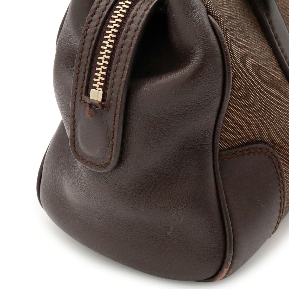 Bvlgari Brown Dark Brown Canvas Handbag Shoulder Bag (Pre-Owned)