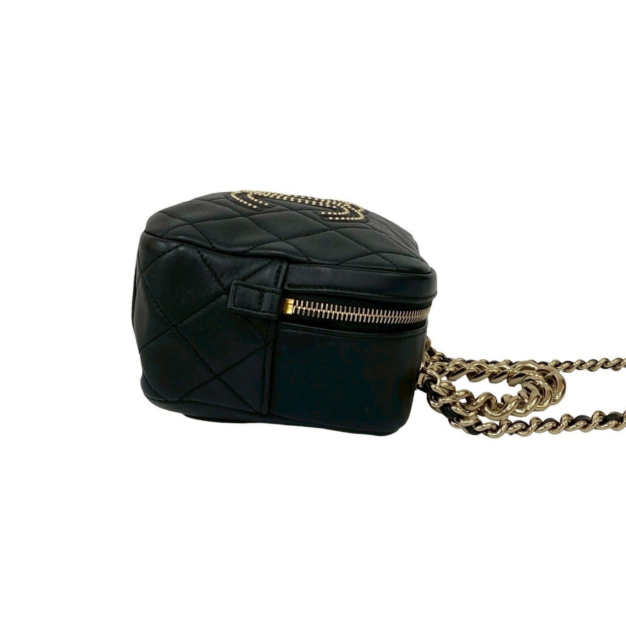 Chanel Black Leather Handbag Shoulder Bag (Pre-Owned)