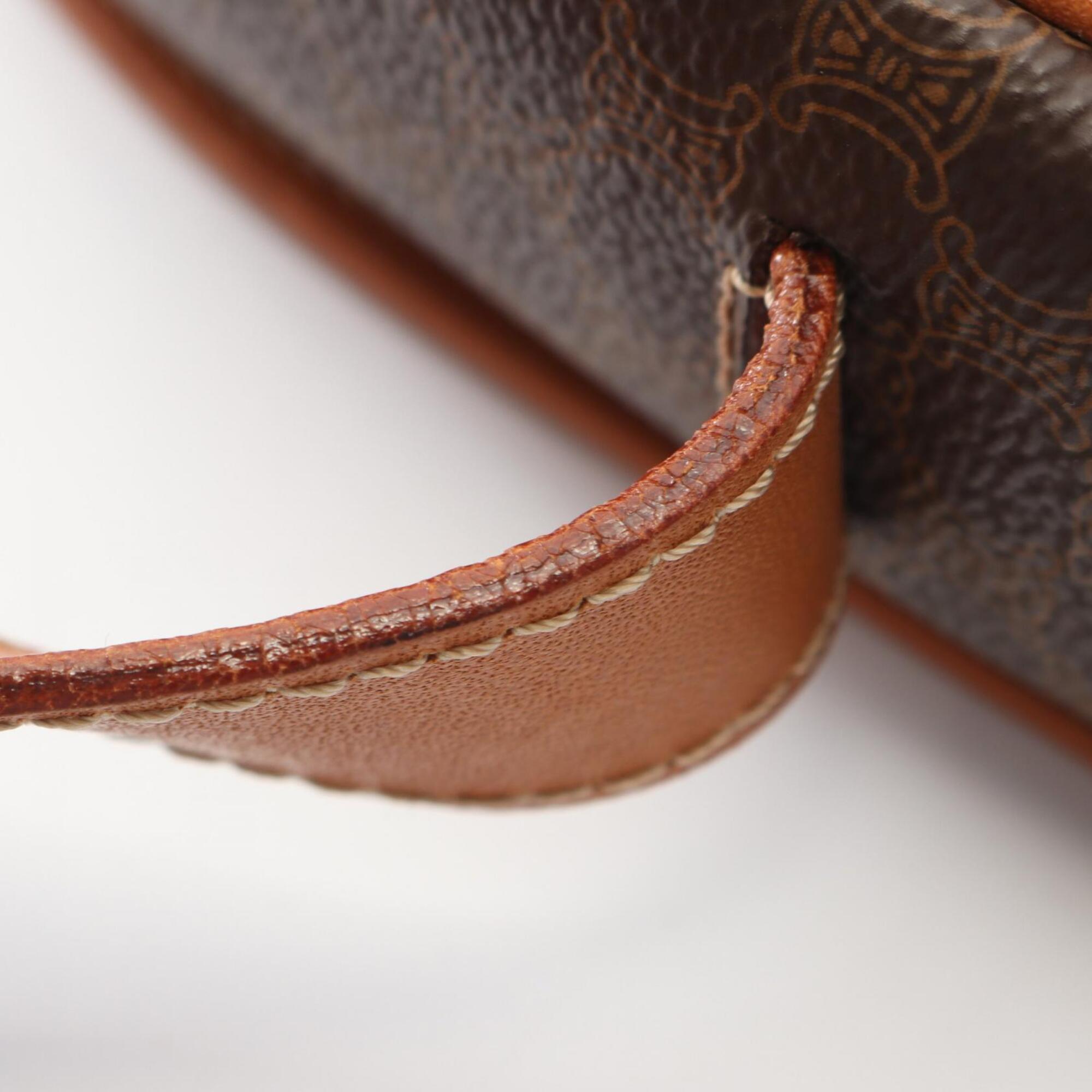 Celine Brown Coated Canvas Leather Handbag Shoulder Bag (Pre-Owned)