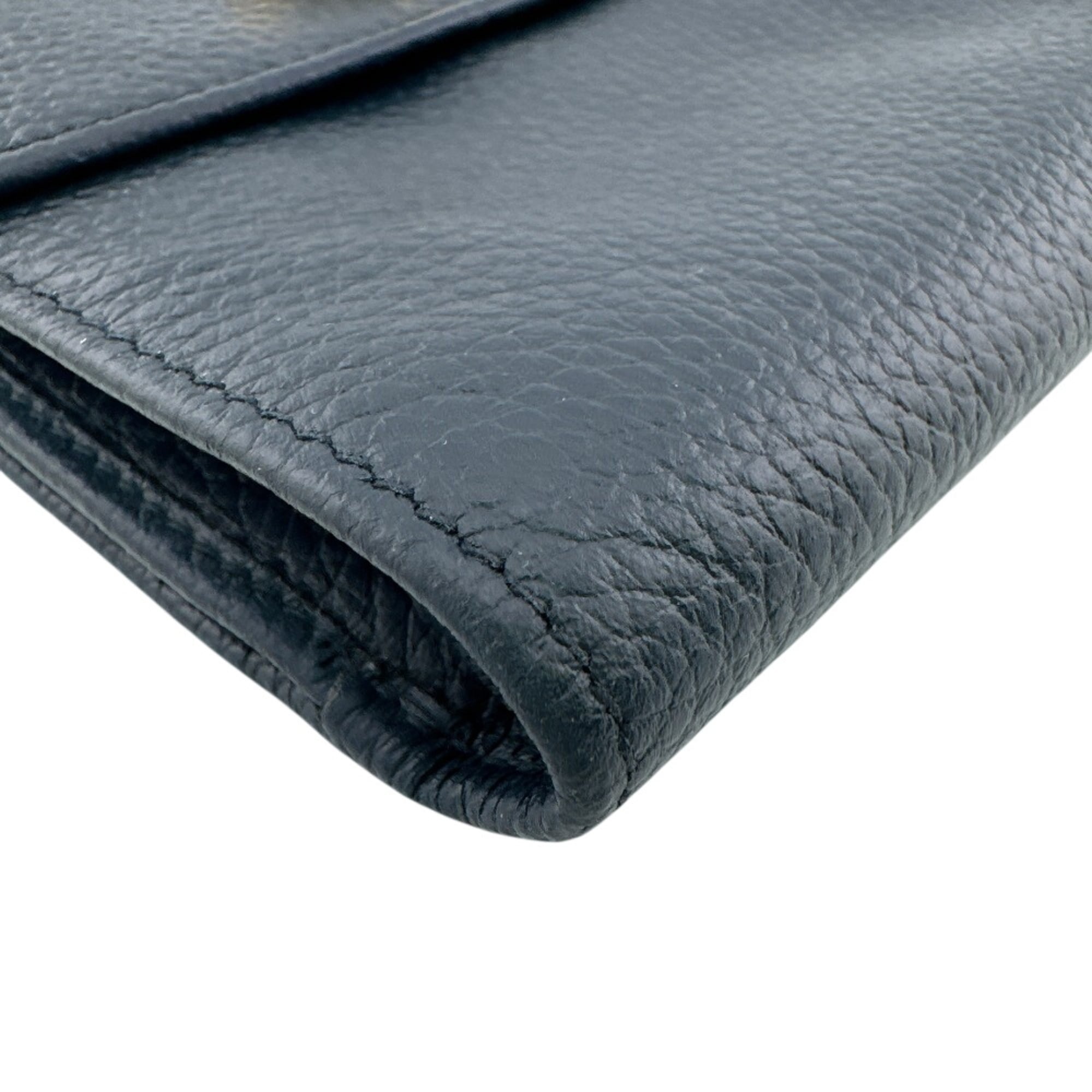 Celine Navy Red Color Leather Wallet (Tri-Fold) (Pre-Owned)