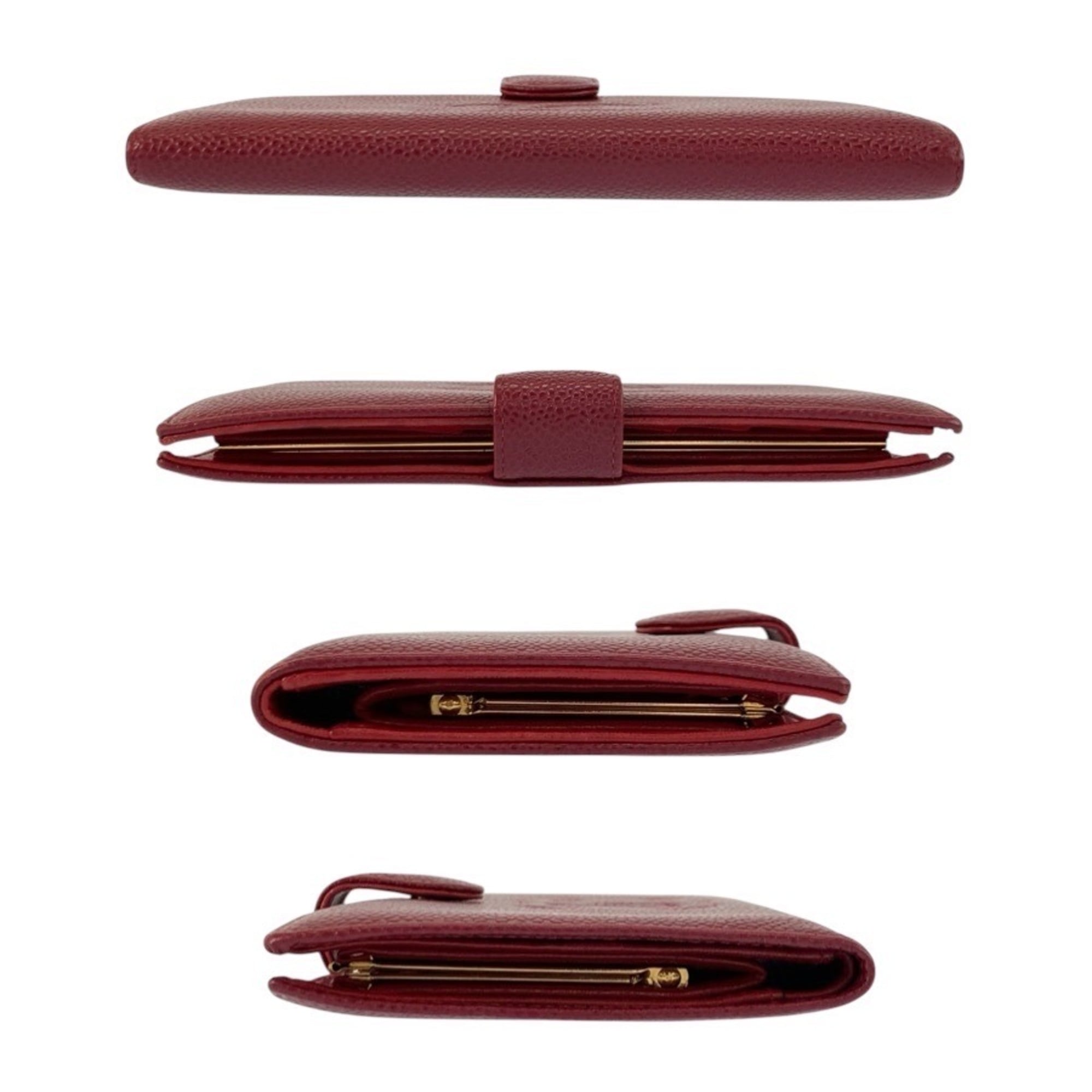 Chanel Wine Leather Wallet (Bi-Fold) (Pre-Owned)