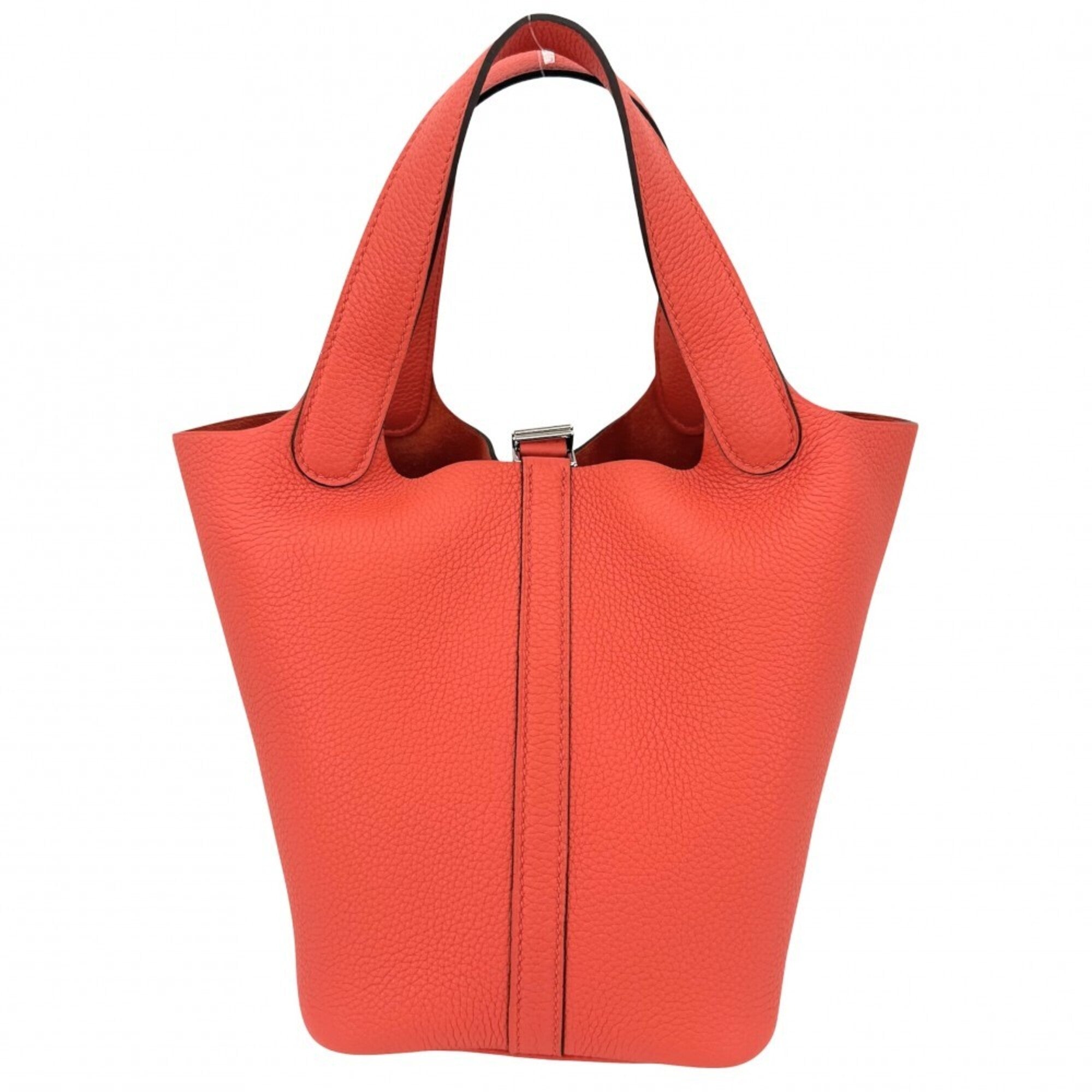 Hermes Orange White Taurillon Clemence Leather Handbag (Pre-Owned)