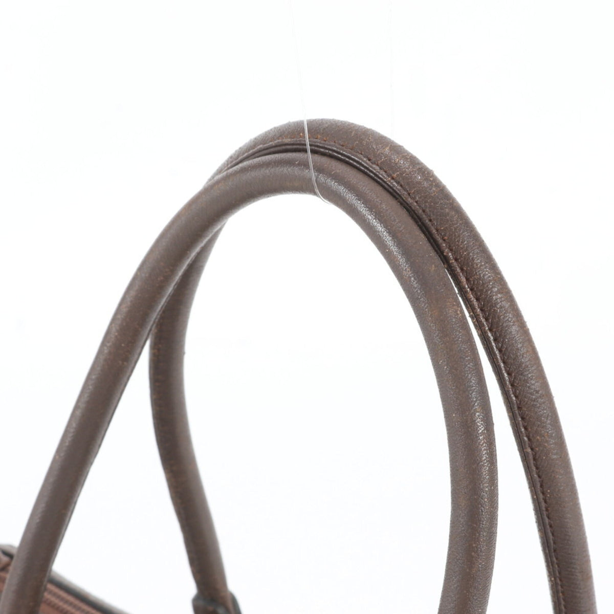 Burberry Brown Leather Canvas Handbag Shoulder Bag Tote Bag (Pre-Owned)