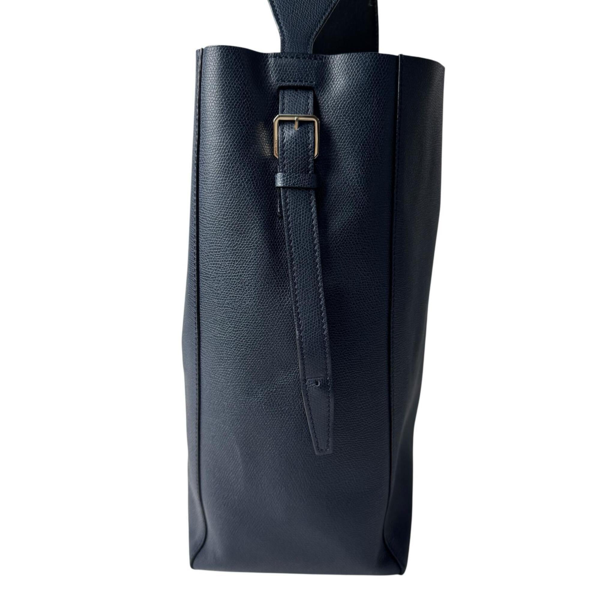 Valextra Navy Leather Pouch Tote Bag (Pre-Owned)