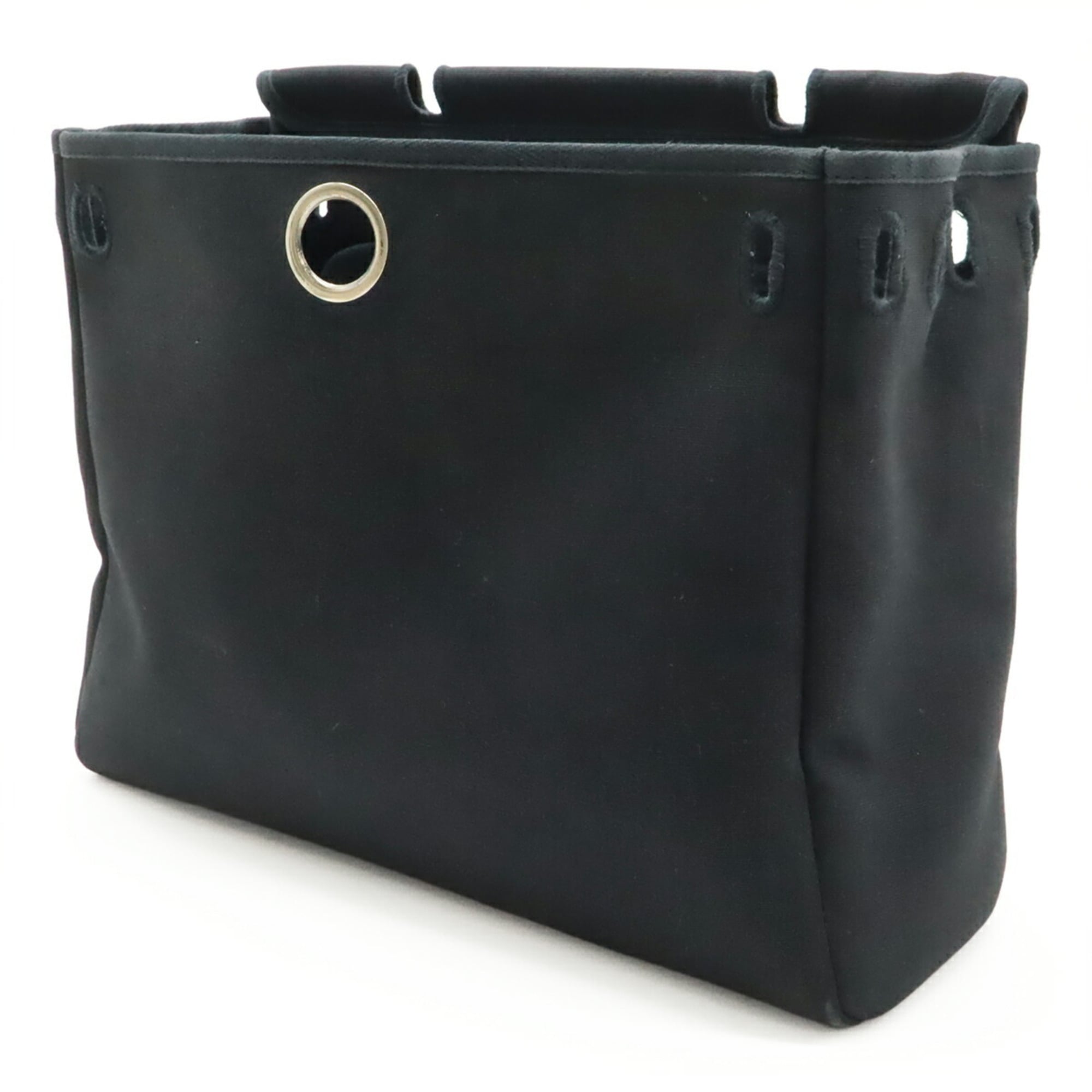 Hermes Her Bag Black Natural Toile H Toile Officier Leather Handbag Shoulder Bag (Pre-Owned)