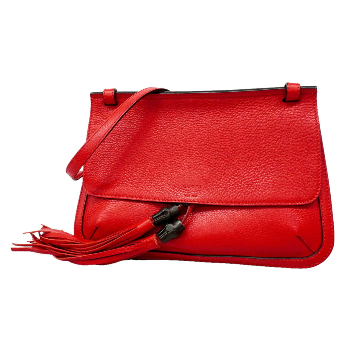 Gucci Red Color Leather Shoulder Bag (Pre-Owned)
