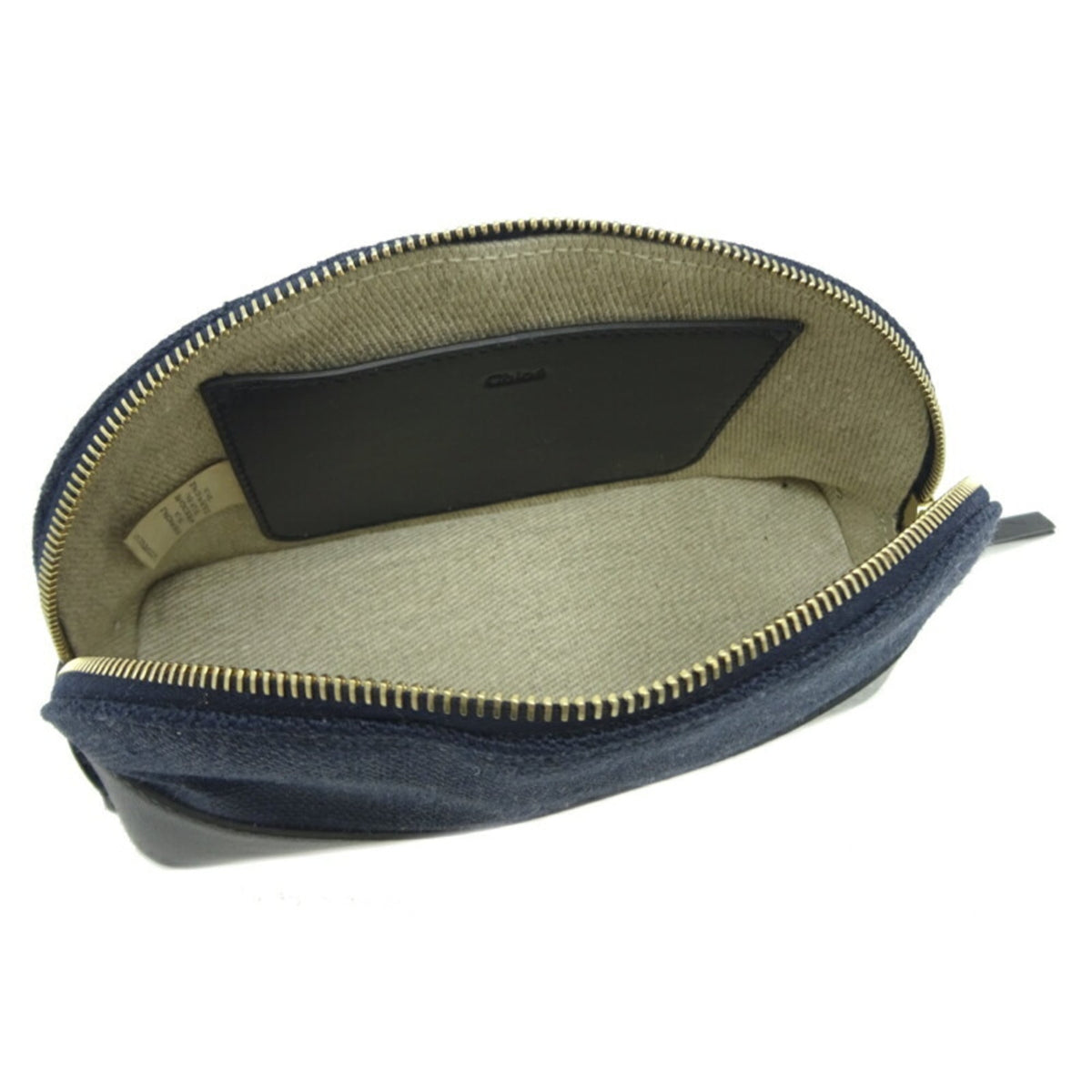 Chloé Black Navy Linen Leather Pouch Wash Bag (Pre-Owned)