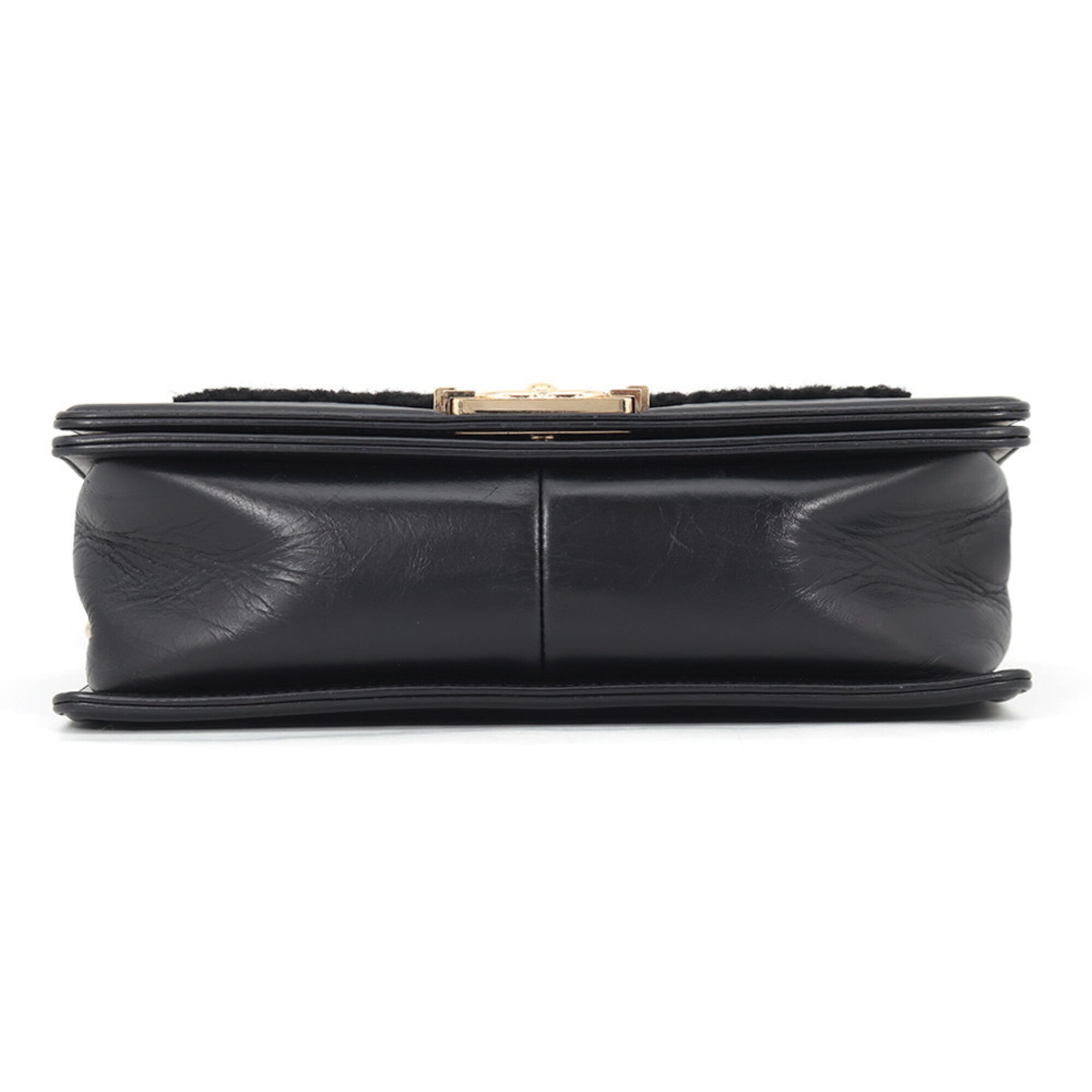 Chanel Boy Chanel Black Leather Handbag Shoulder Bag (Pre-Owned)