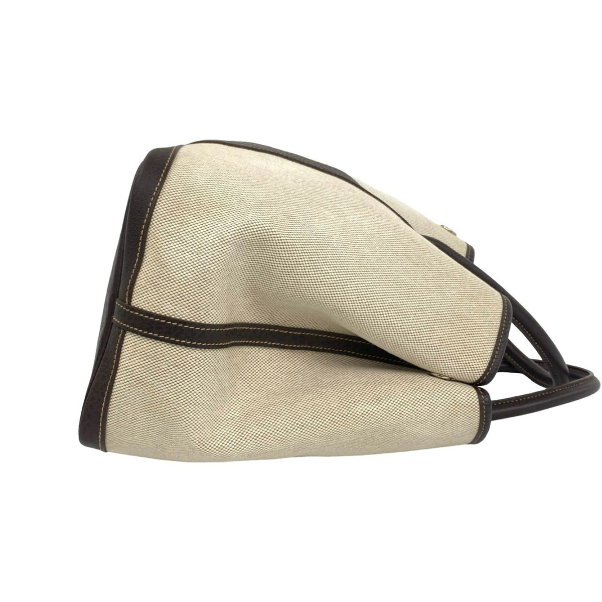 Hermes Brown Ivory Toile H Buffalo Leather Handbag Tote Bag (Pre-Owned)