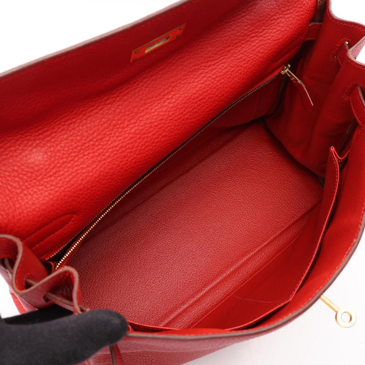 Hermes Red Color Taurillon Clemence Leather Handbag (Pre-Owned)