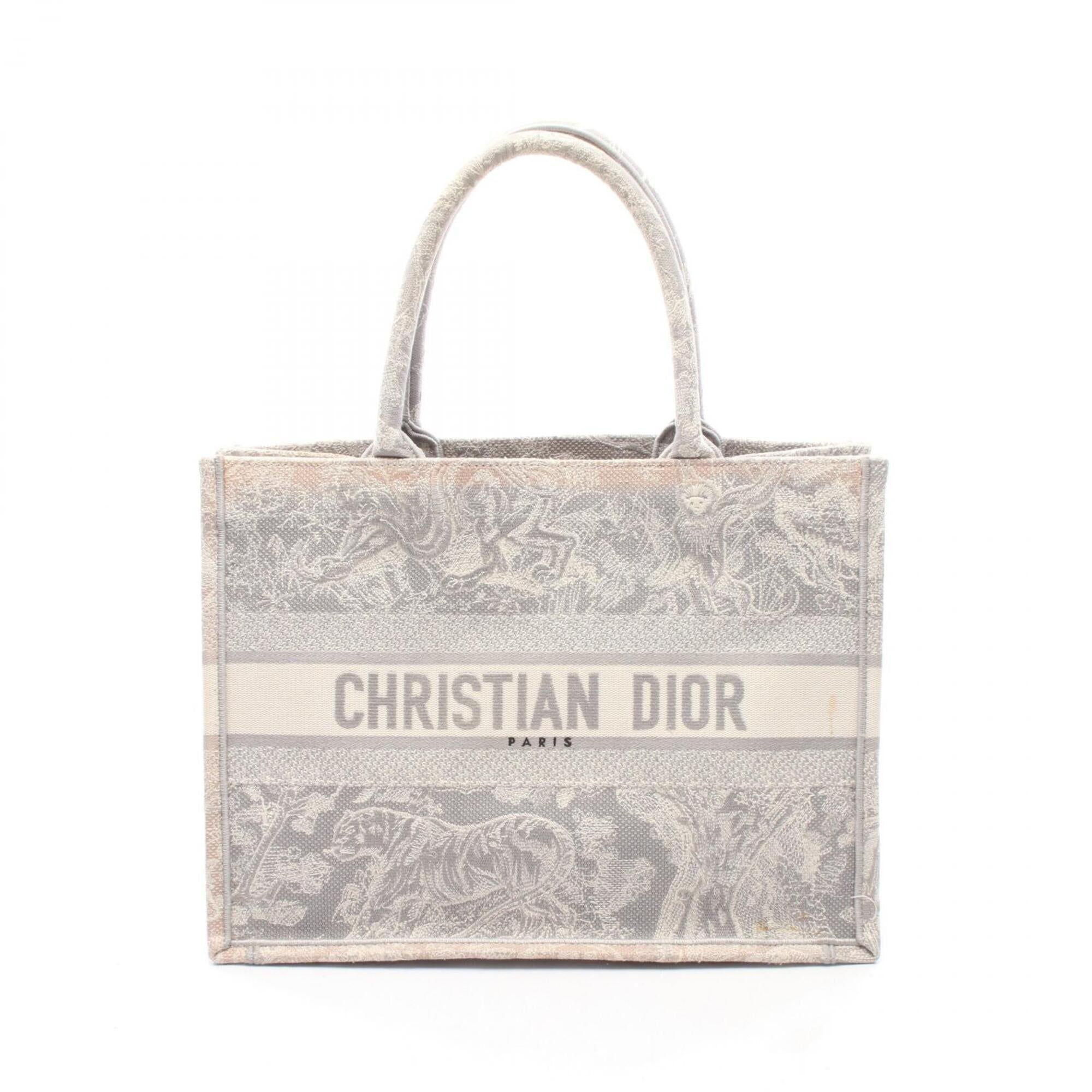Christian Dior Gray White Canvas Handbag Tote Bag (Pre-Owned)