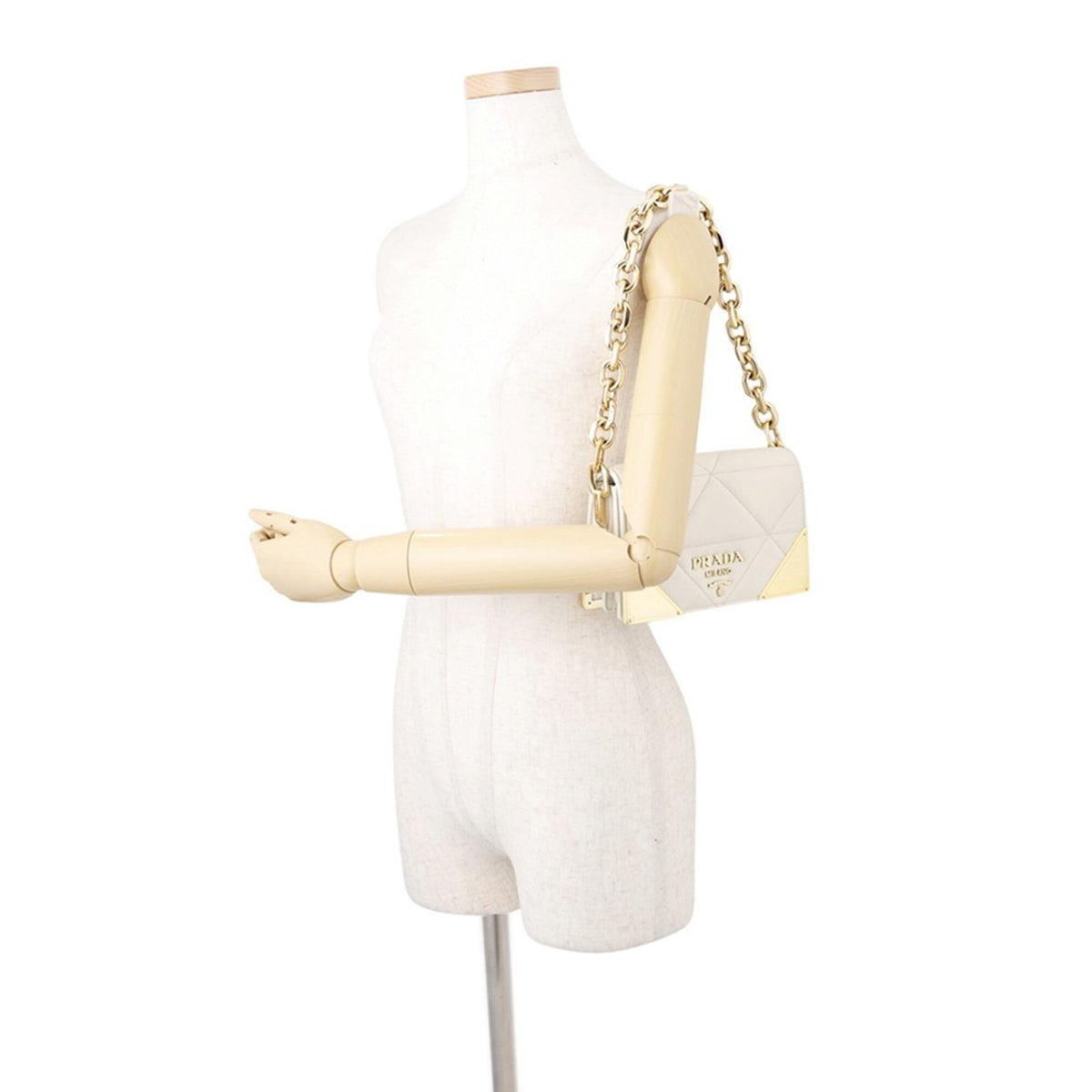 Prada White Leather Handbag Shoulder Bag (Pre-Owned)
