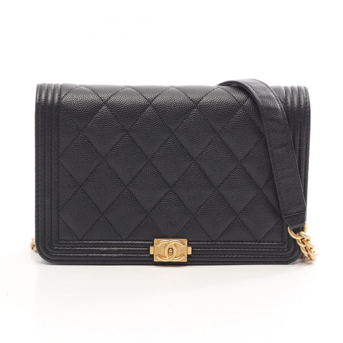 Chanel Black Grained Calfskin Handbag Shoulder Bag (Pre-Owned)