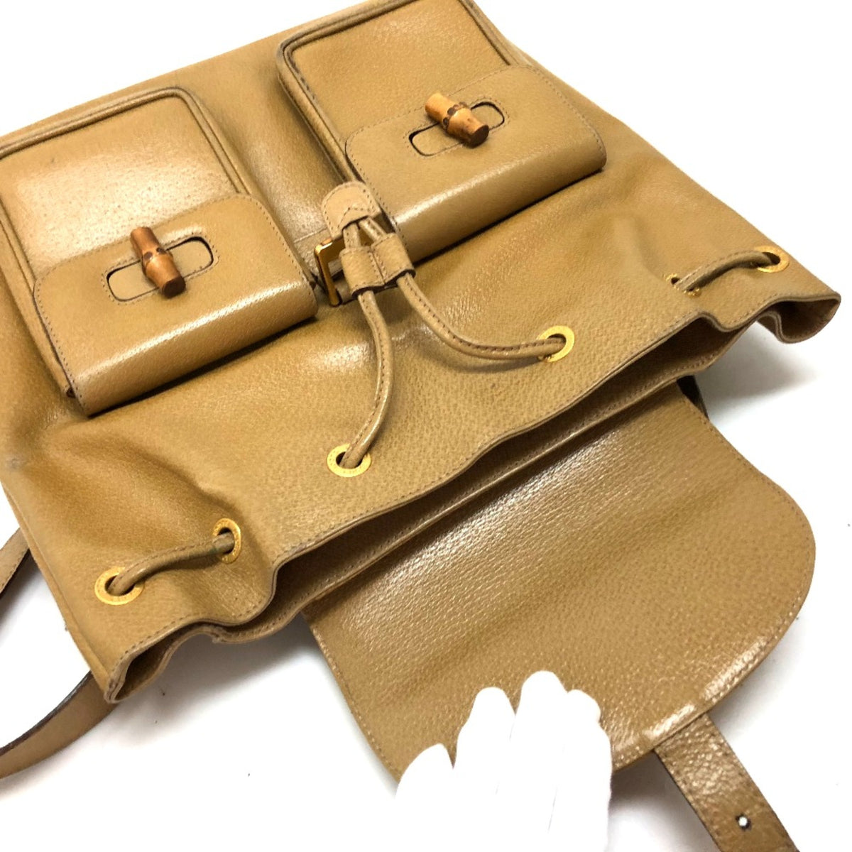 Gucci Beige Leather Backpack (Pre-Owned)