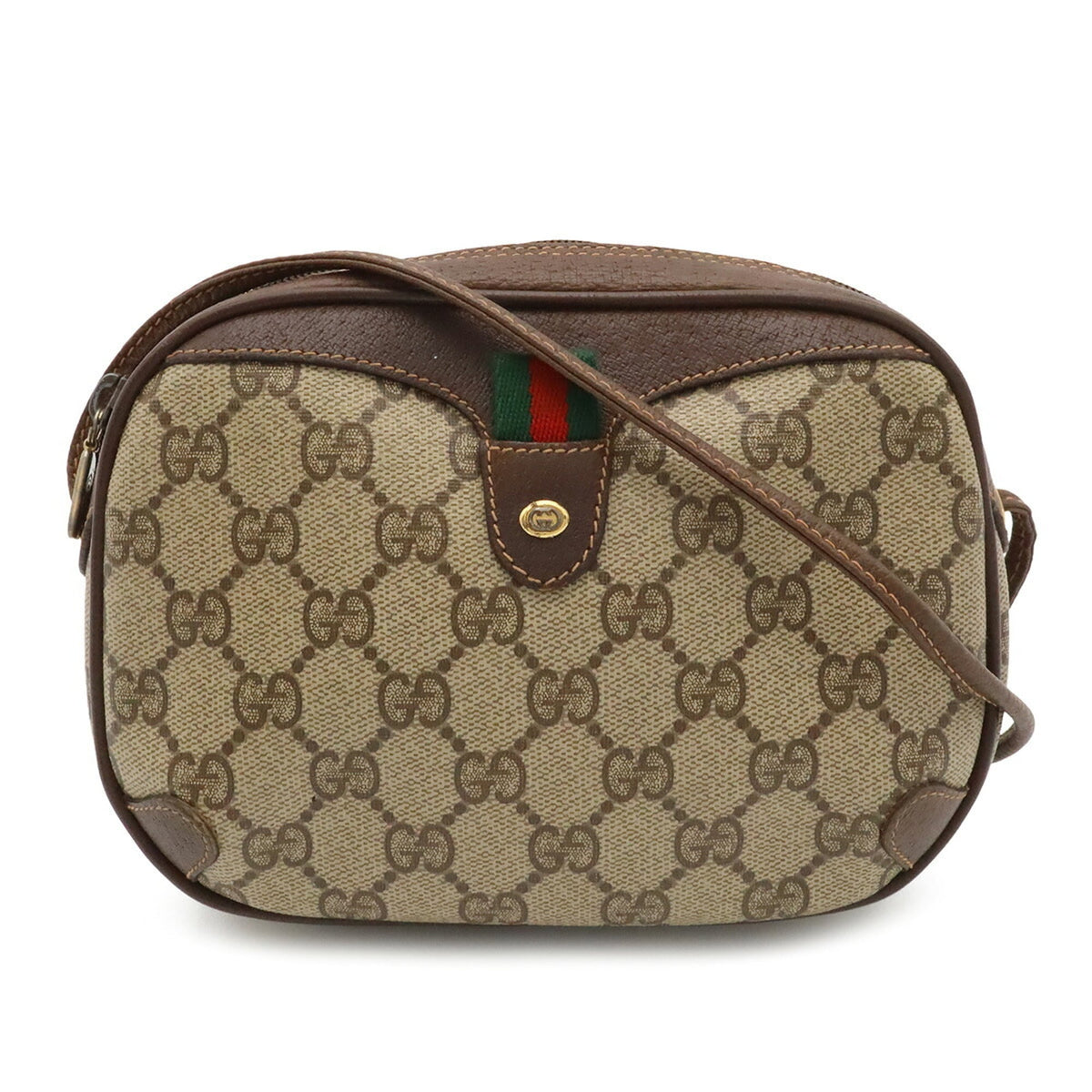 Gucci Beige Brown Brown Green Red Color Leather Pvc Pochette Shoulder Bag (Pre-Owned)