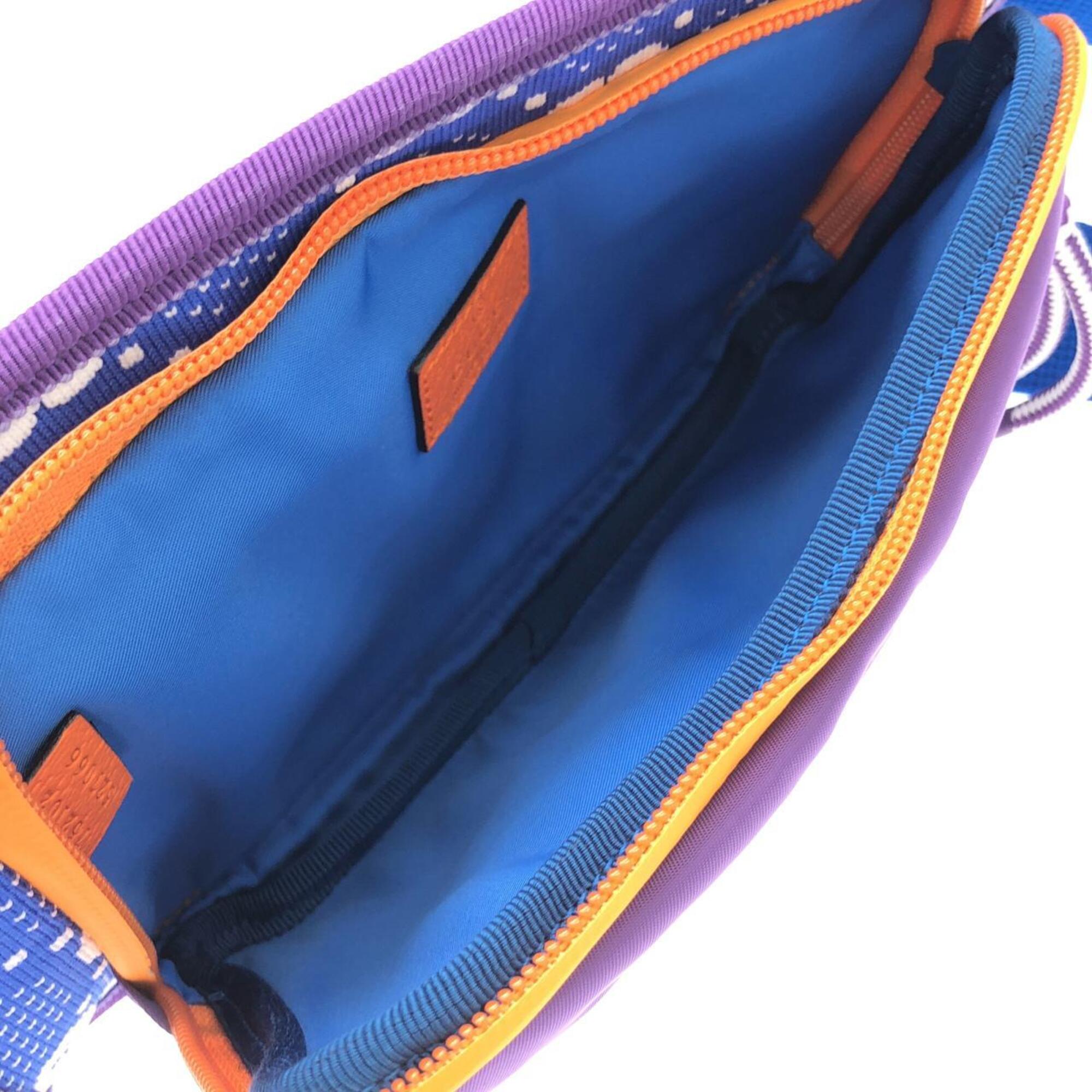 Gucci Blue Silver Nylon Rubber Canvas Shoulder Bag (Pre-Owned)