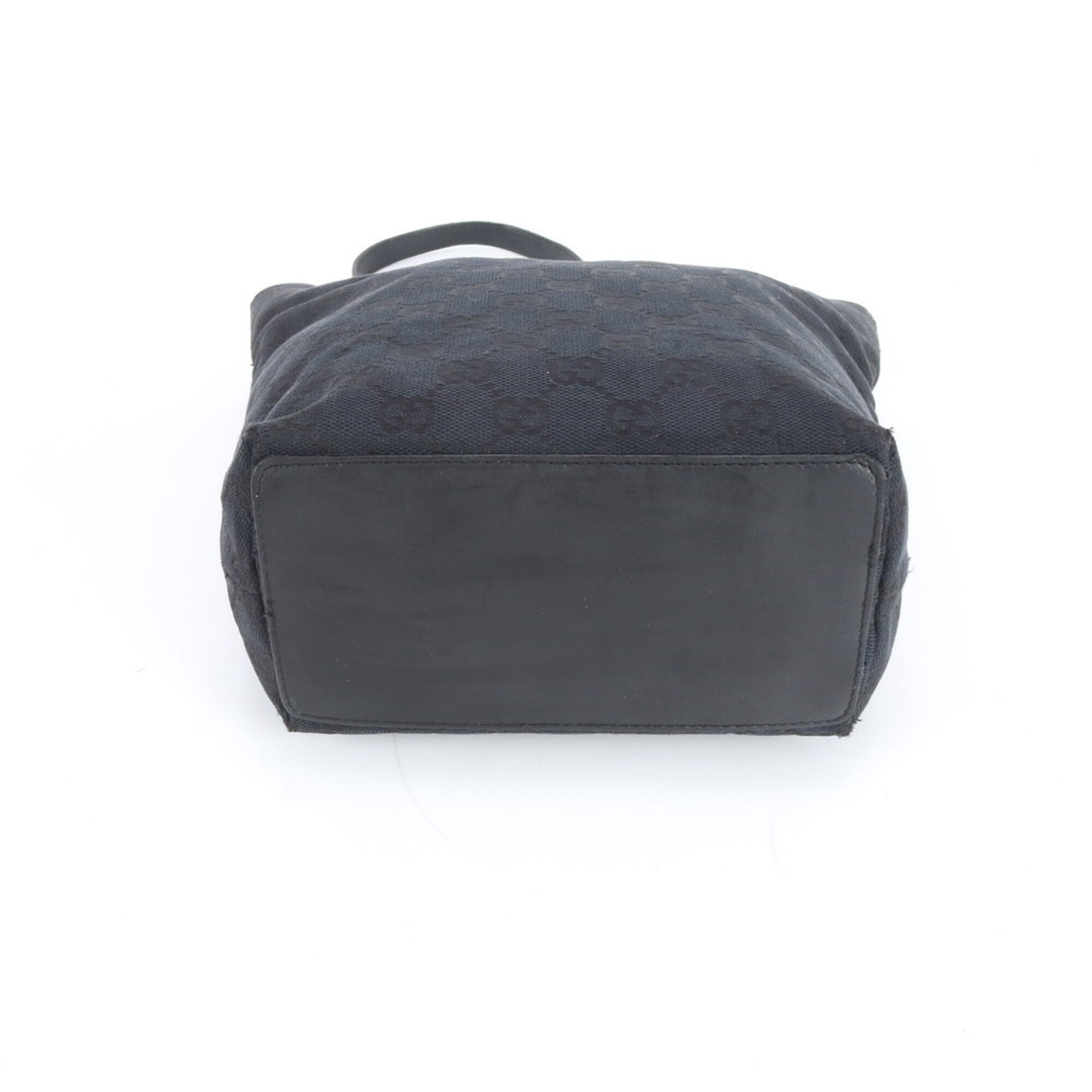 Gucci Black Canvas Leather Handbag Tote Bag (Pre-Owned)
