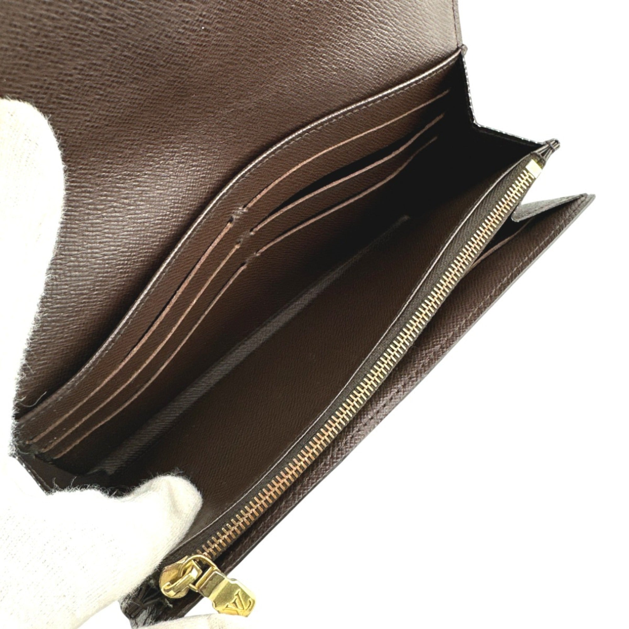 Louis Vuitton Brown Damier Canvas Long Wallet (Tri-Fold) (Pre-Owned)