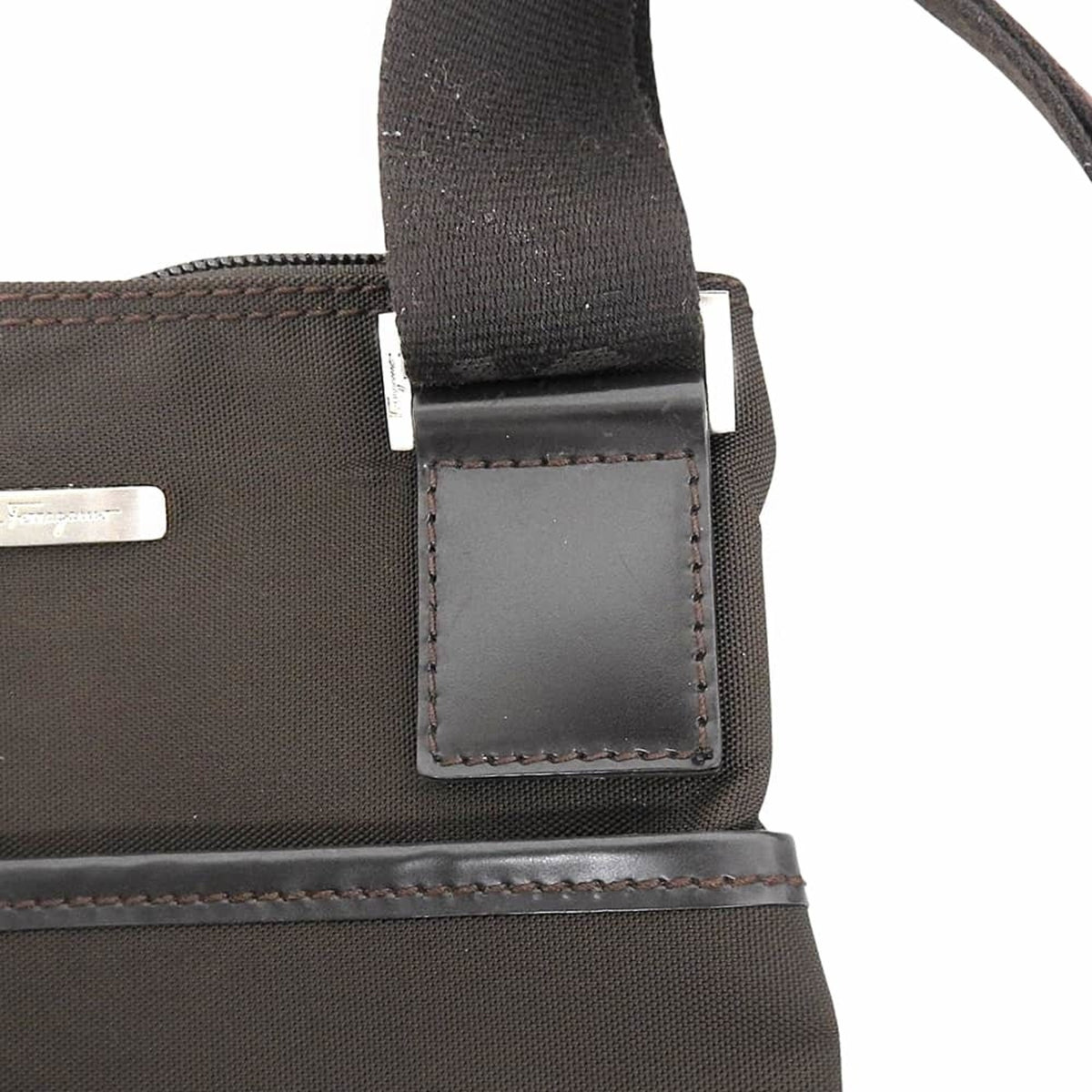 Salvatore Ferragamo Brown Canvas Shoulder Bag (Pre-Owned)