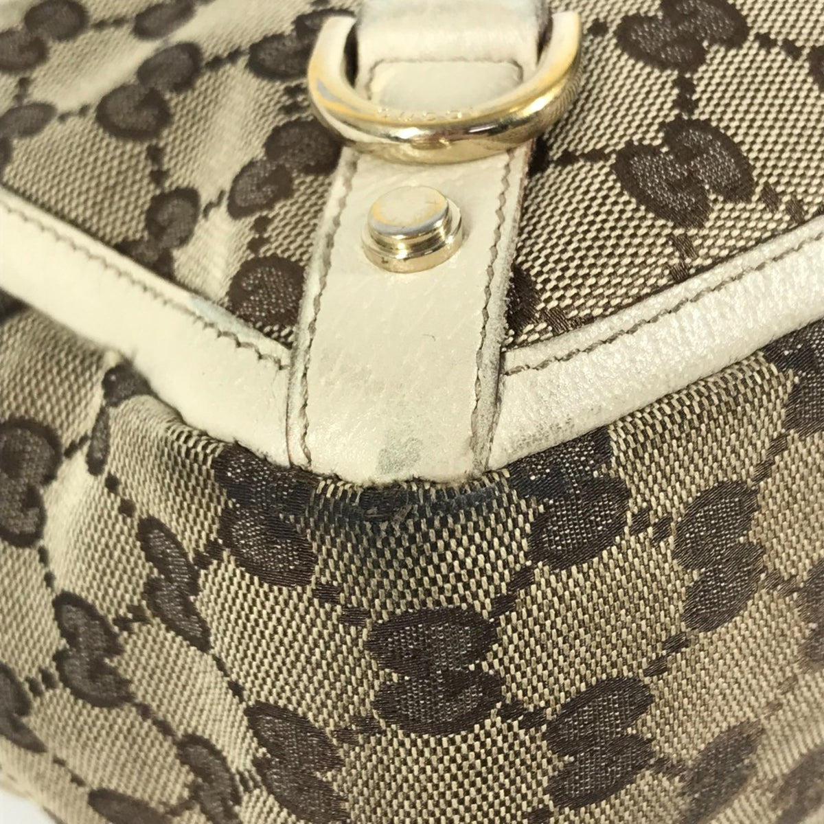 Gucci Gg Canvas Beige Ivory Gg Canvas Leather Shoulder Bag Tote Bag (Pre-Owned)