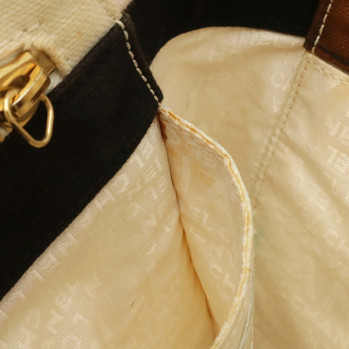 Chanel Black Ivory White Yellow Canvas Handbag Tote Bag (Pre-Owned)