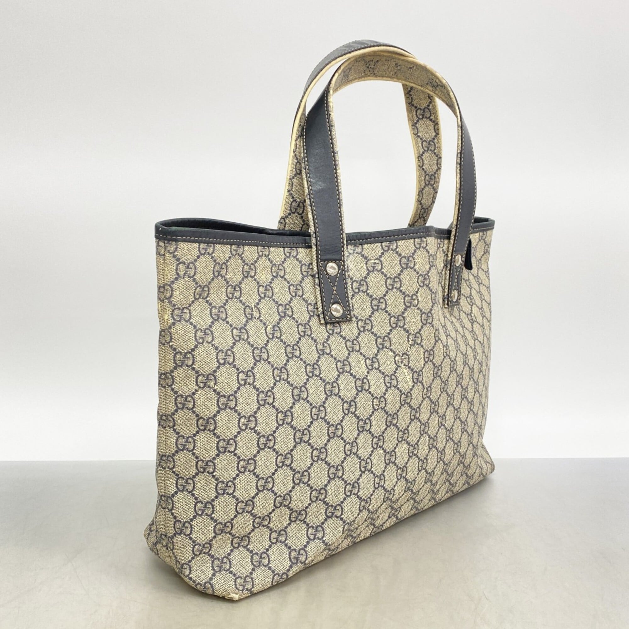 Gucci Beige Navy Pvc Tote Bag (Pre-Owned)