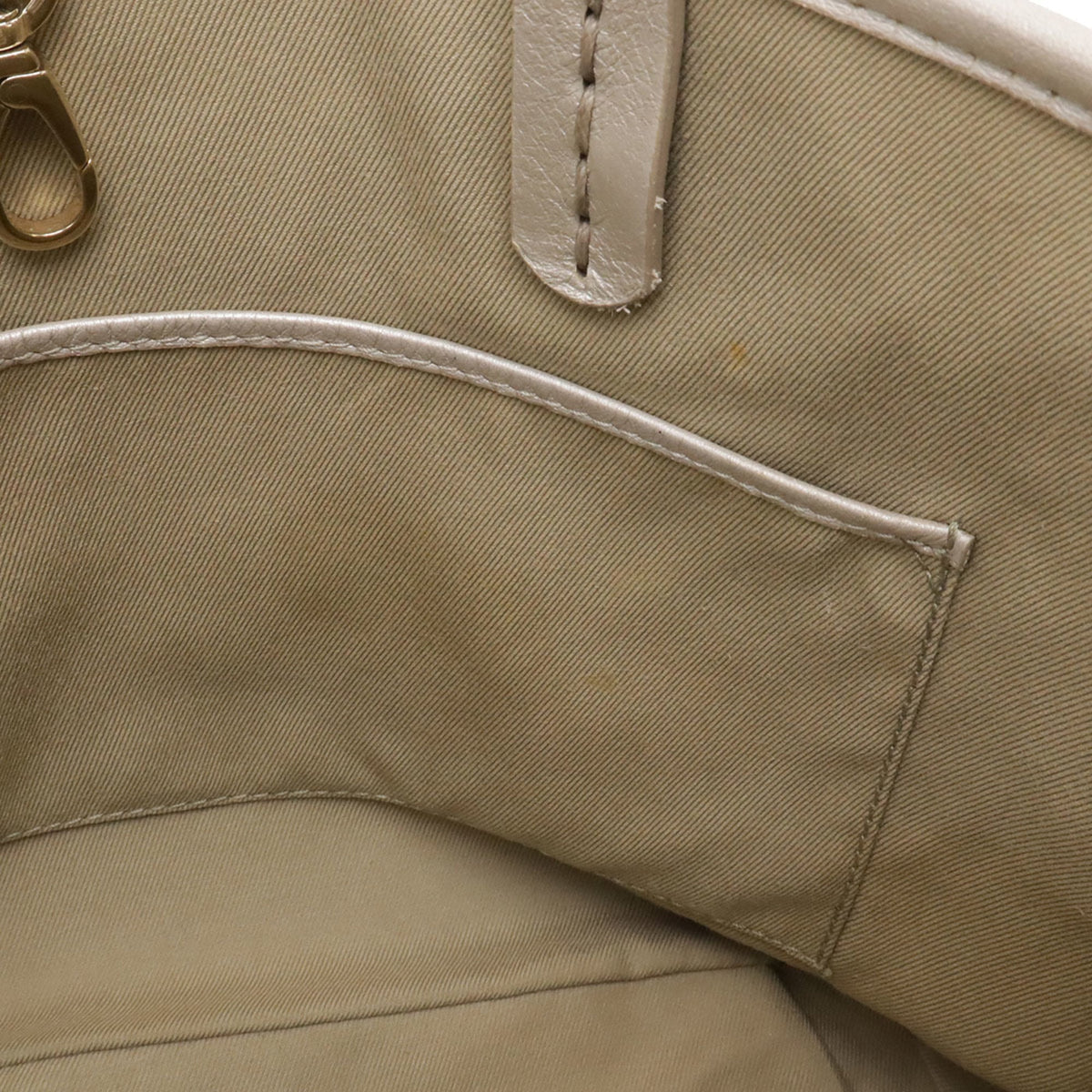 Bvlgari Champagne Silver Leather Handbag Shoulder Bag Tote Bag (Pre-Owned)