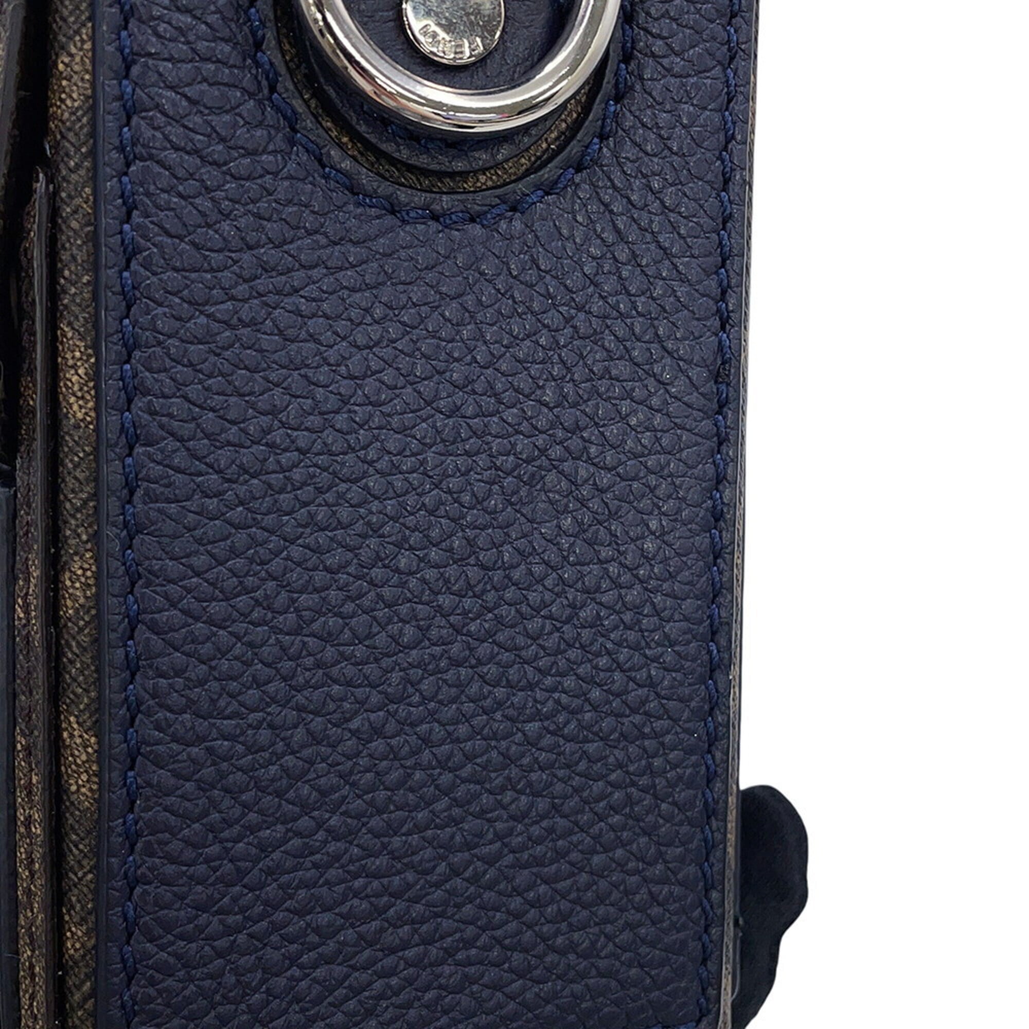 Fendi Baguette Brown Navy Pvc Leather Handbag Shoulder Bag (Pre-Owned)