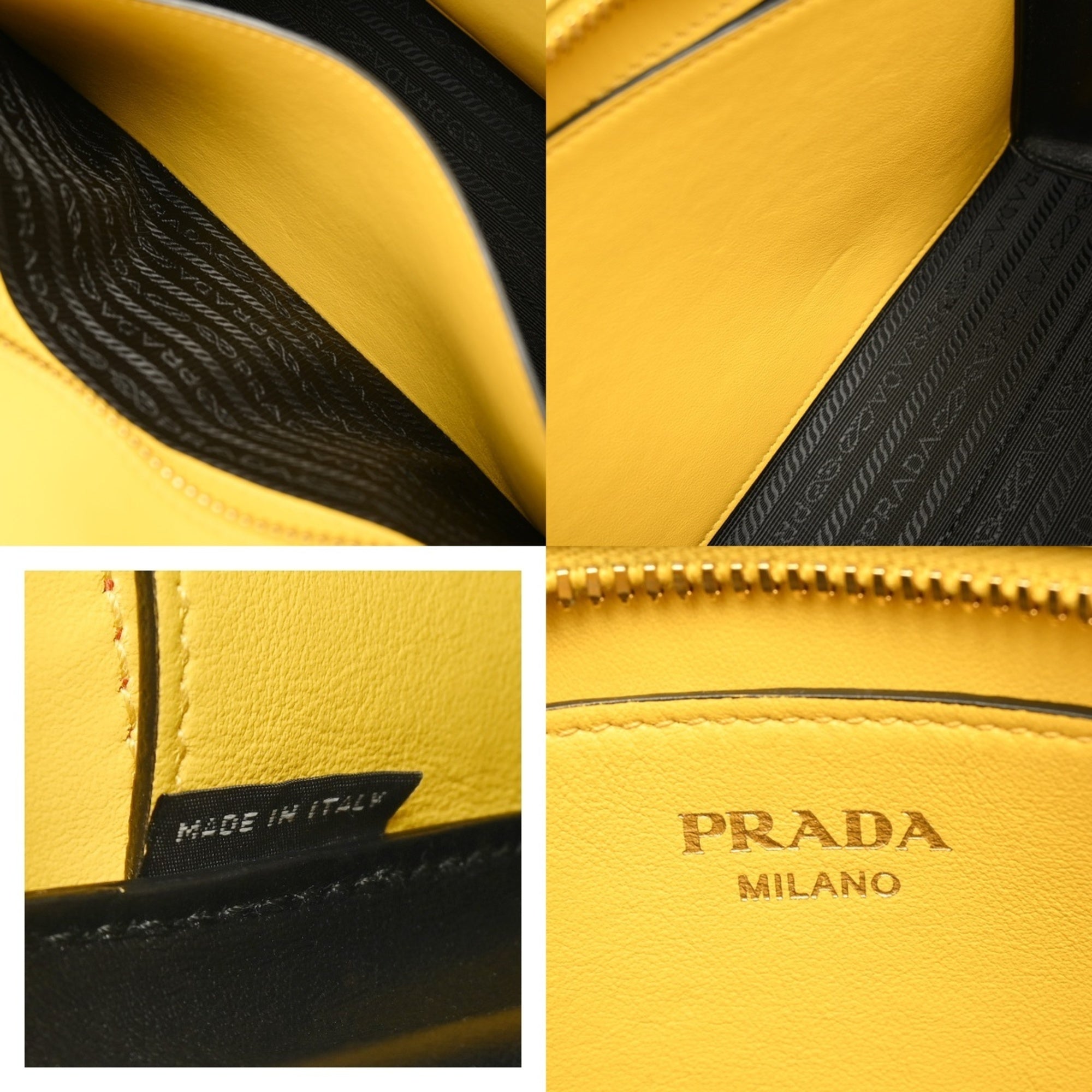 Prada Yellow Leather Shoulder Bag (Pre-Owned)