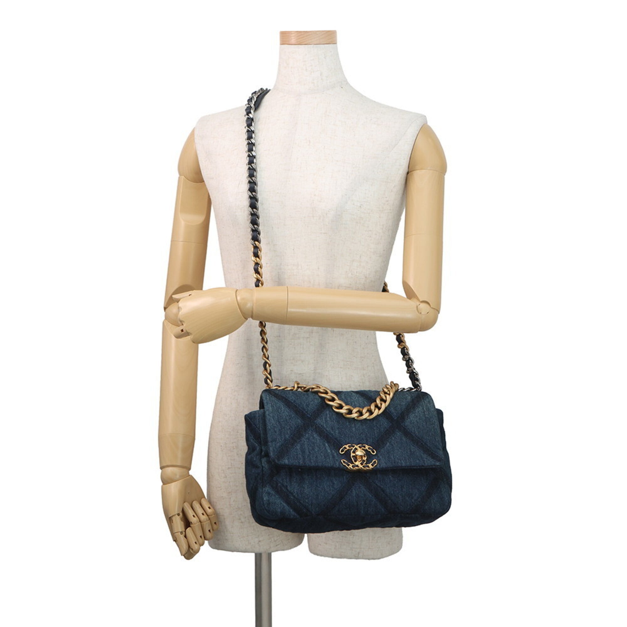 Chanel Blue Denim Handbag Shoulder Bag (Pre-Owned)