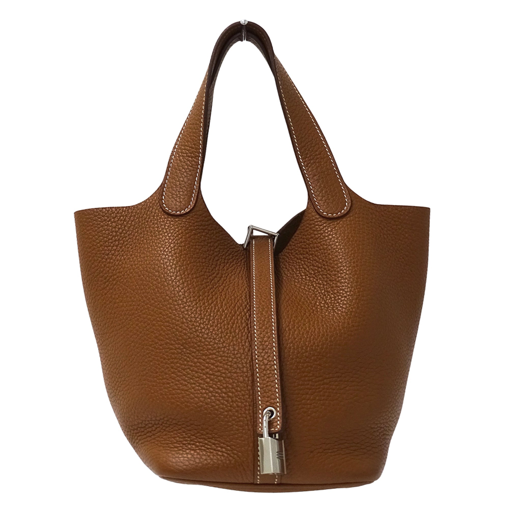 Hermes Brown Taurillon Clemence Leather Handbag Tote Bag (Pre-Owned)