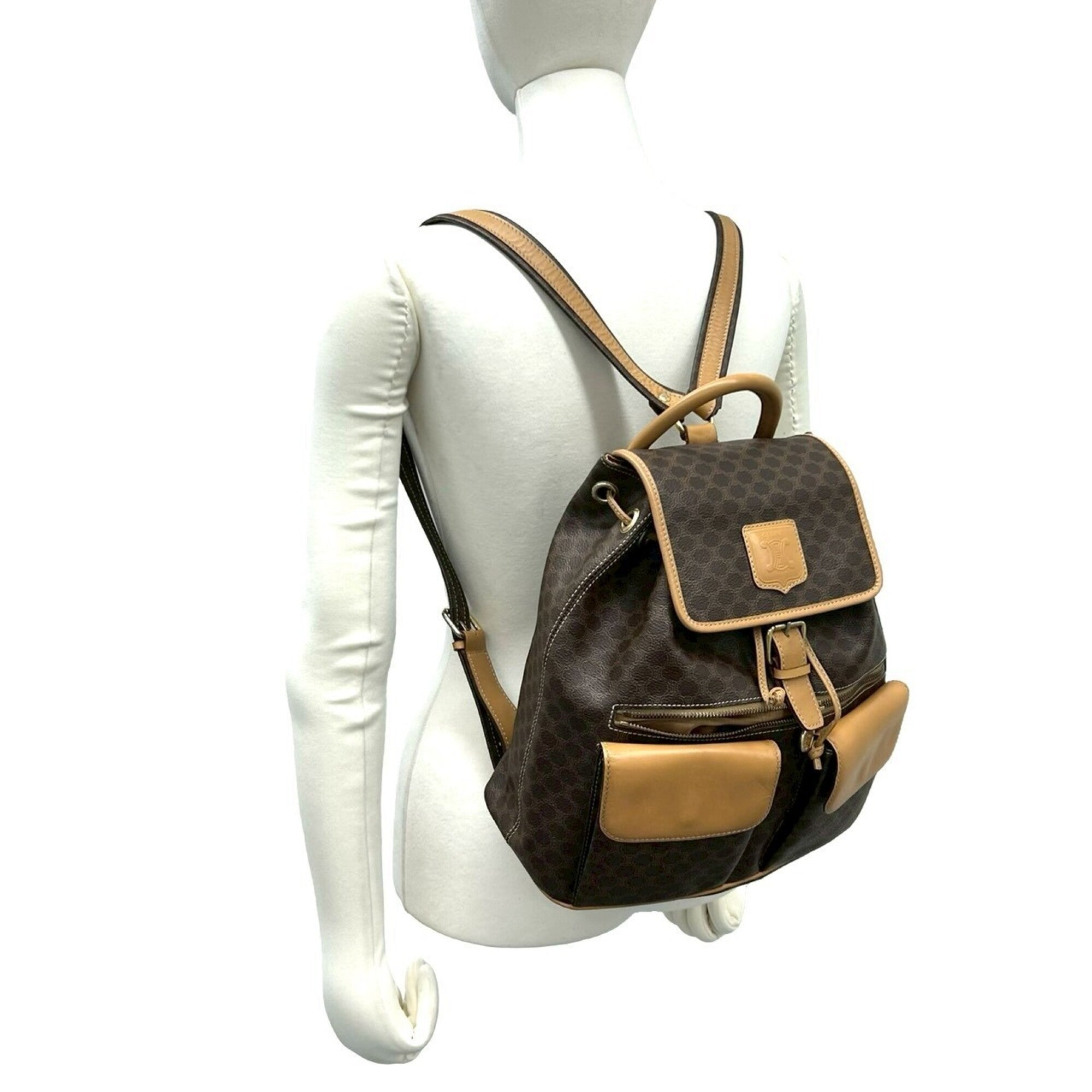 Celine Brown Leather Pvc Backpack (Pre-Owned)