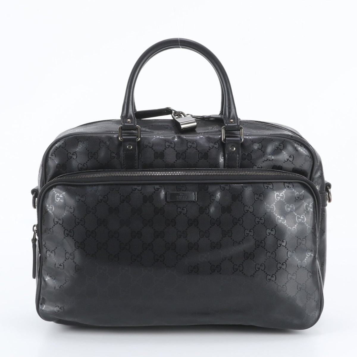 Gucci Black Leather Coated Canvas Briefcase (Pre-Owned)