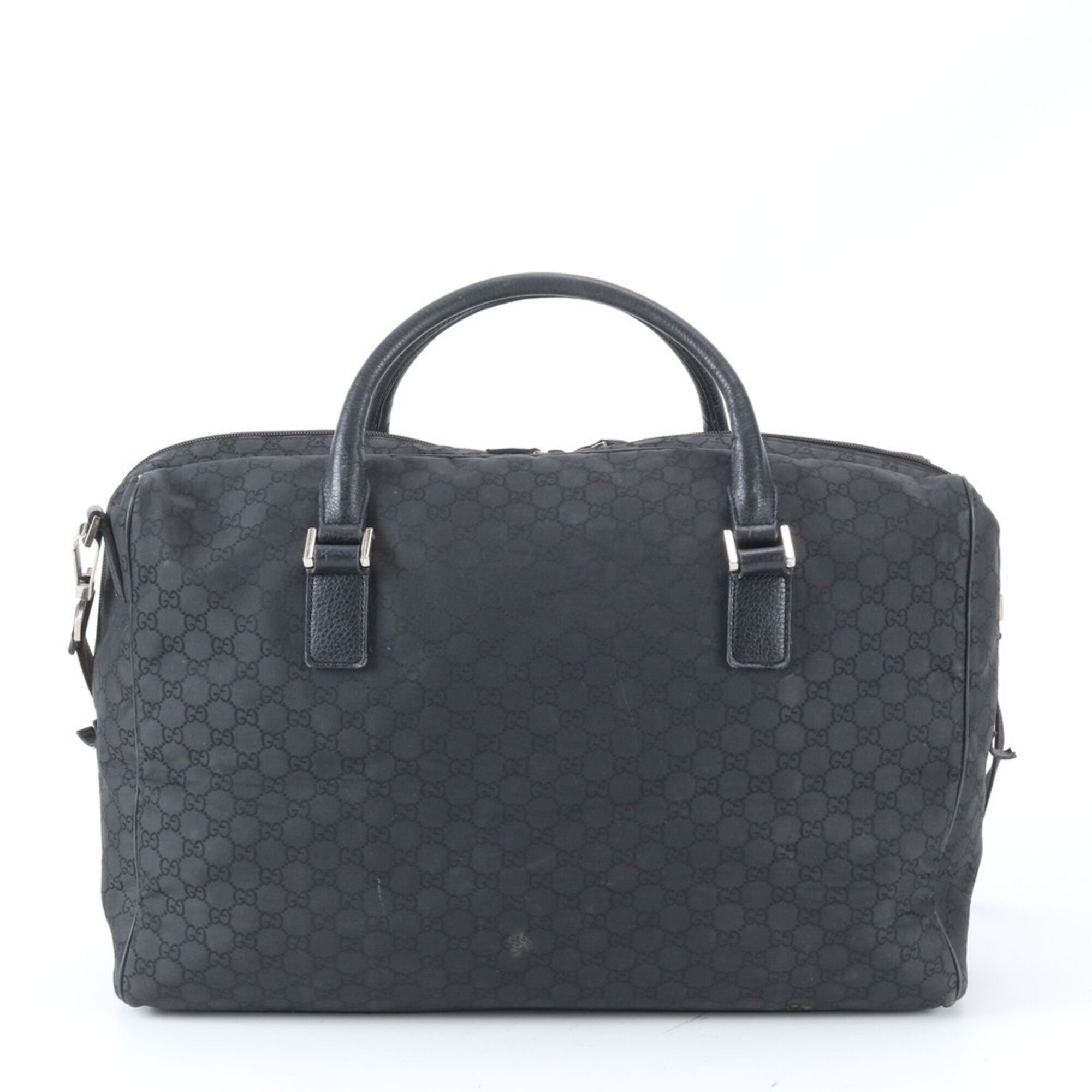 Gucci Black Nylon Leather Handbag Tote Bag (Pre-Owned)