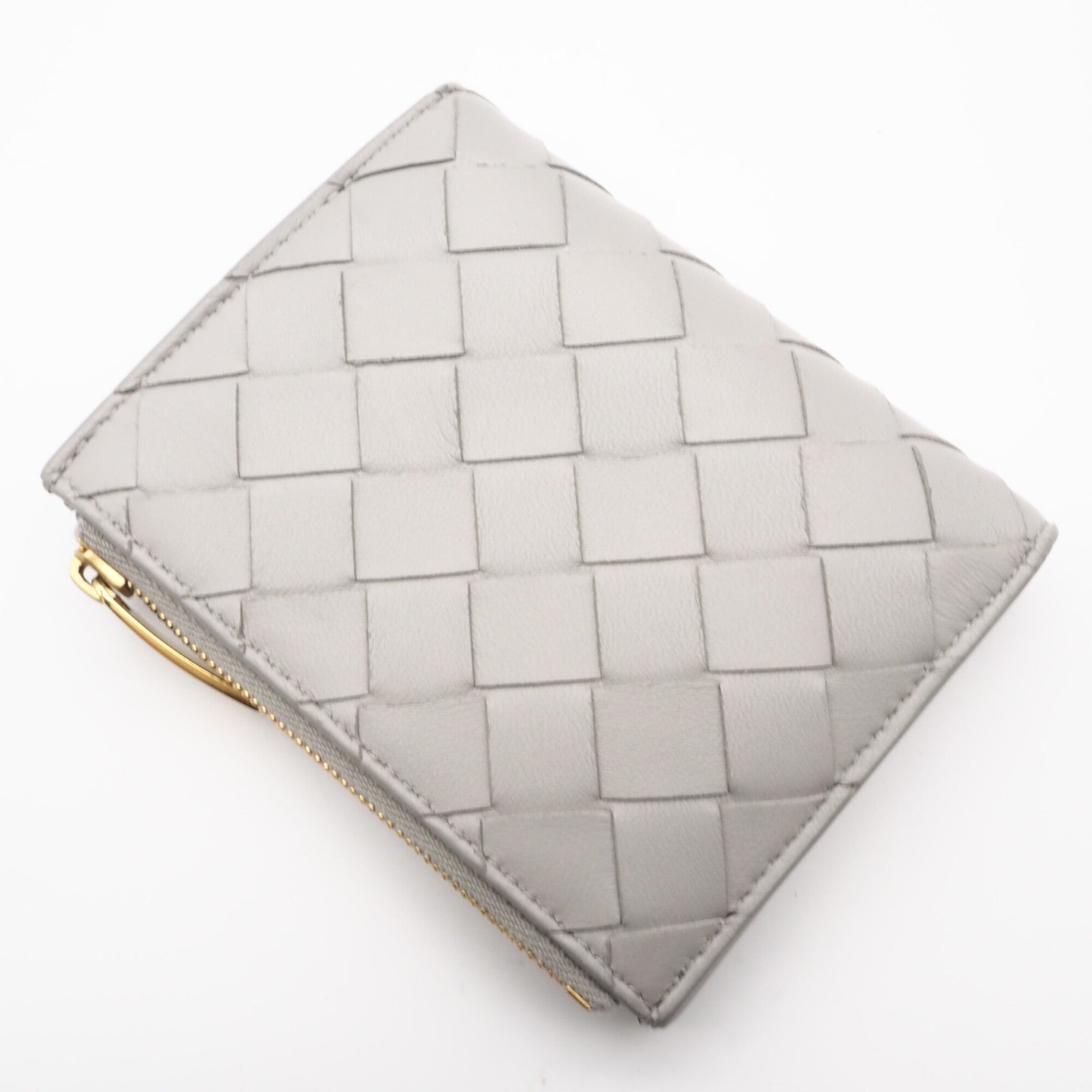 Bottega Veneta Intrecciato Gray Leather Wallet (Bi-Fold) (Pre-Owned)