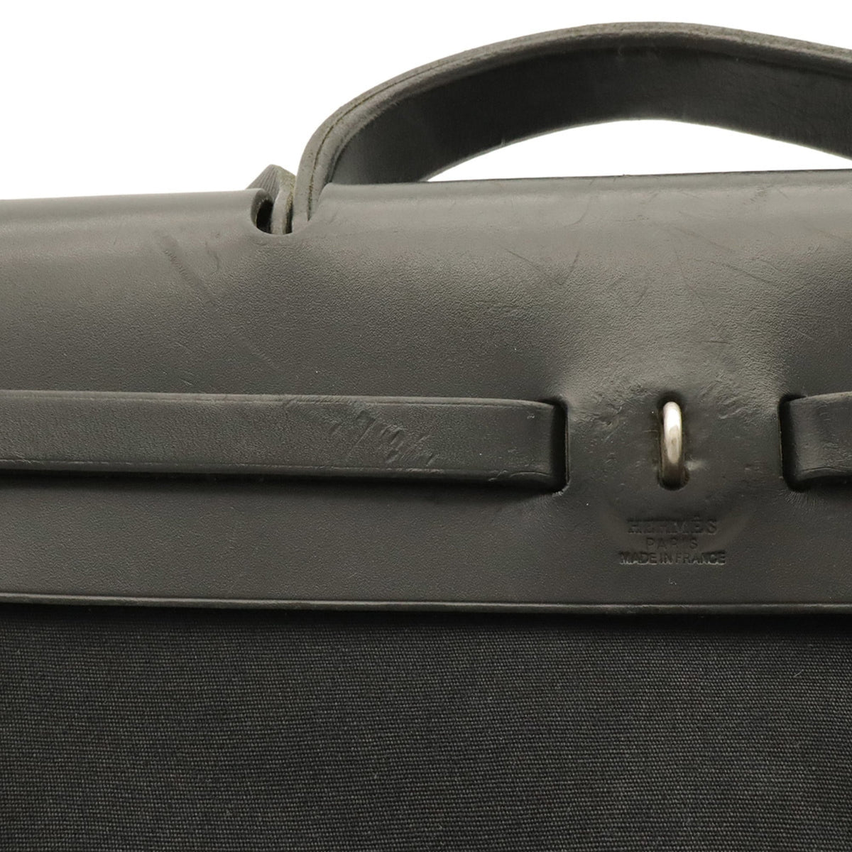 Hermes Black Toile Officier Handbag Shoulder Bag (Pre-Owned)