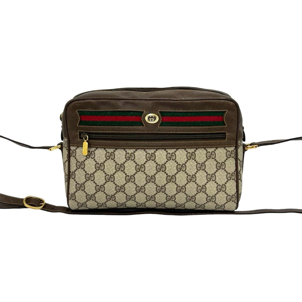 Gucci Brown Green Red Color Leather Pvc Pochette Shoulder Bag (Pre-Owned)