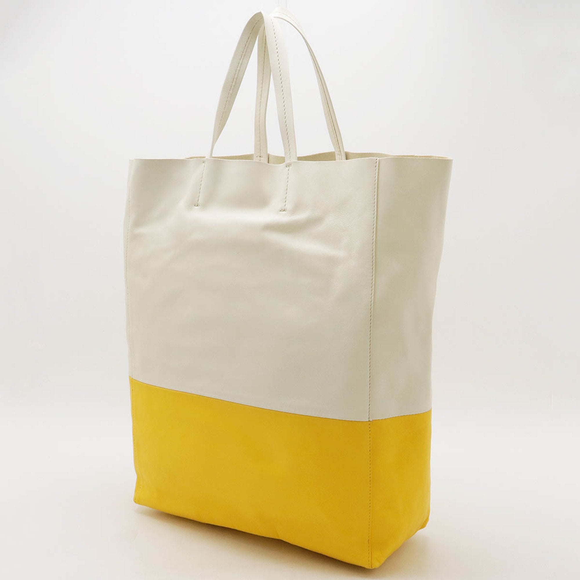 Celine Off-White Yellow Leather Shoulder Bag Tote Bag (Pre-Owned)