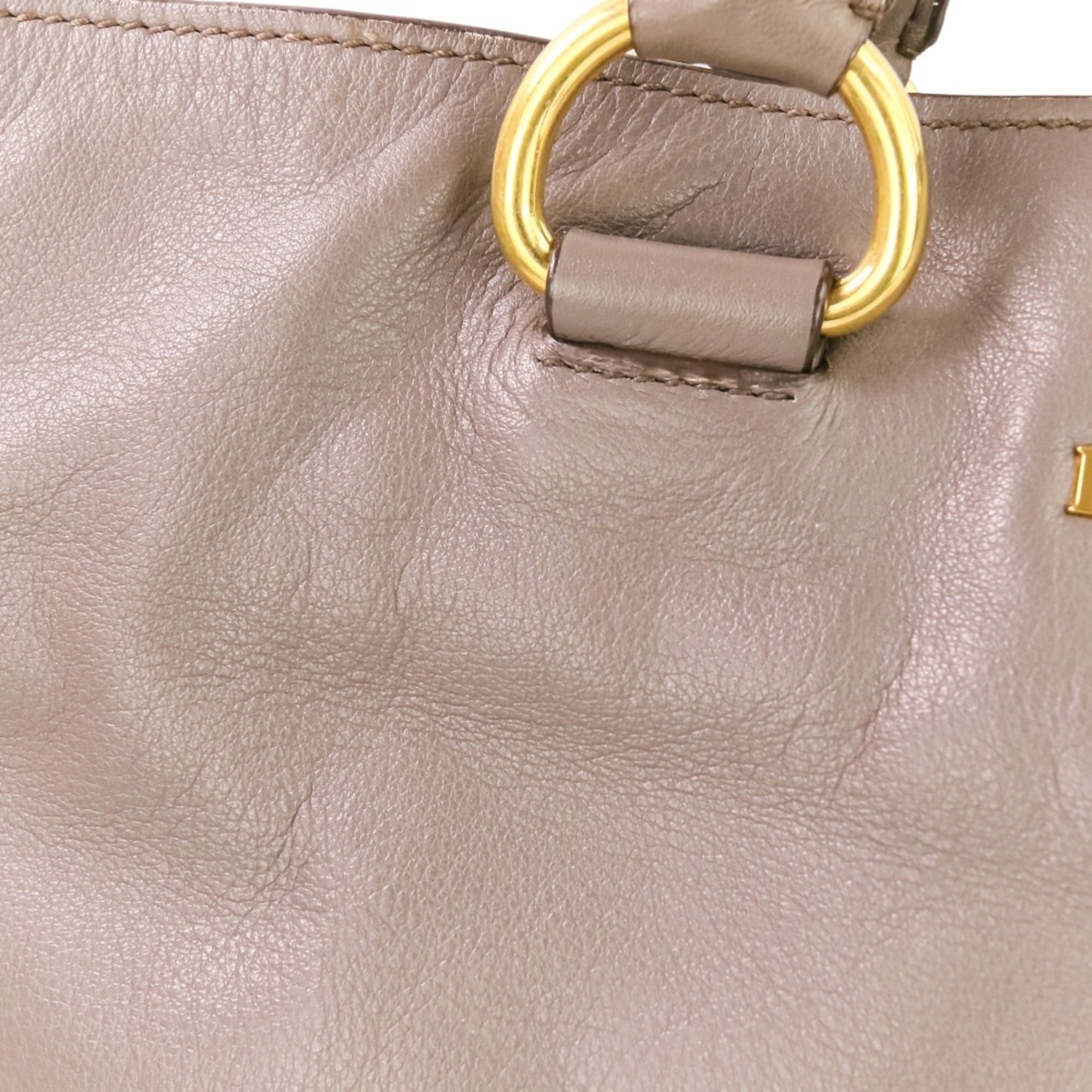 Prada Grayish Leather Shoulder Bag Tote Bag (Pre-Owned)