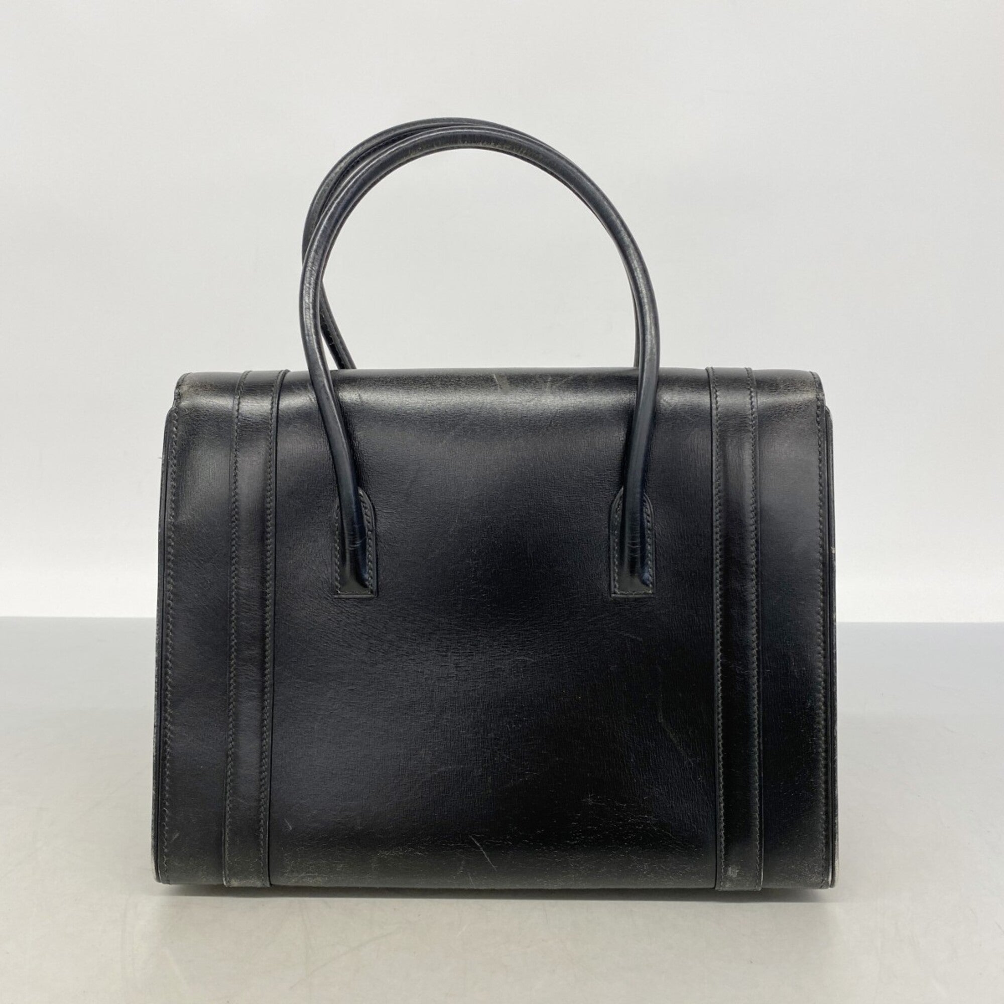 Hermes Black Box Calf Leather Handbag (Pre-Owned)