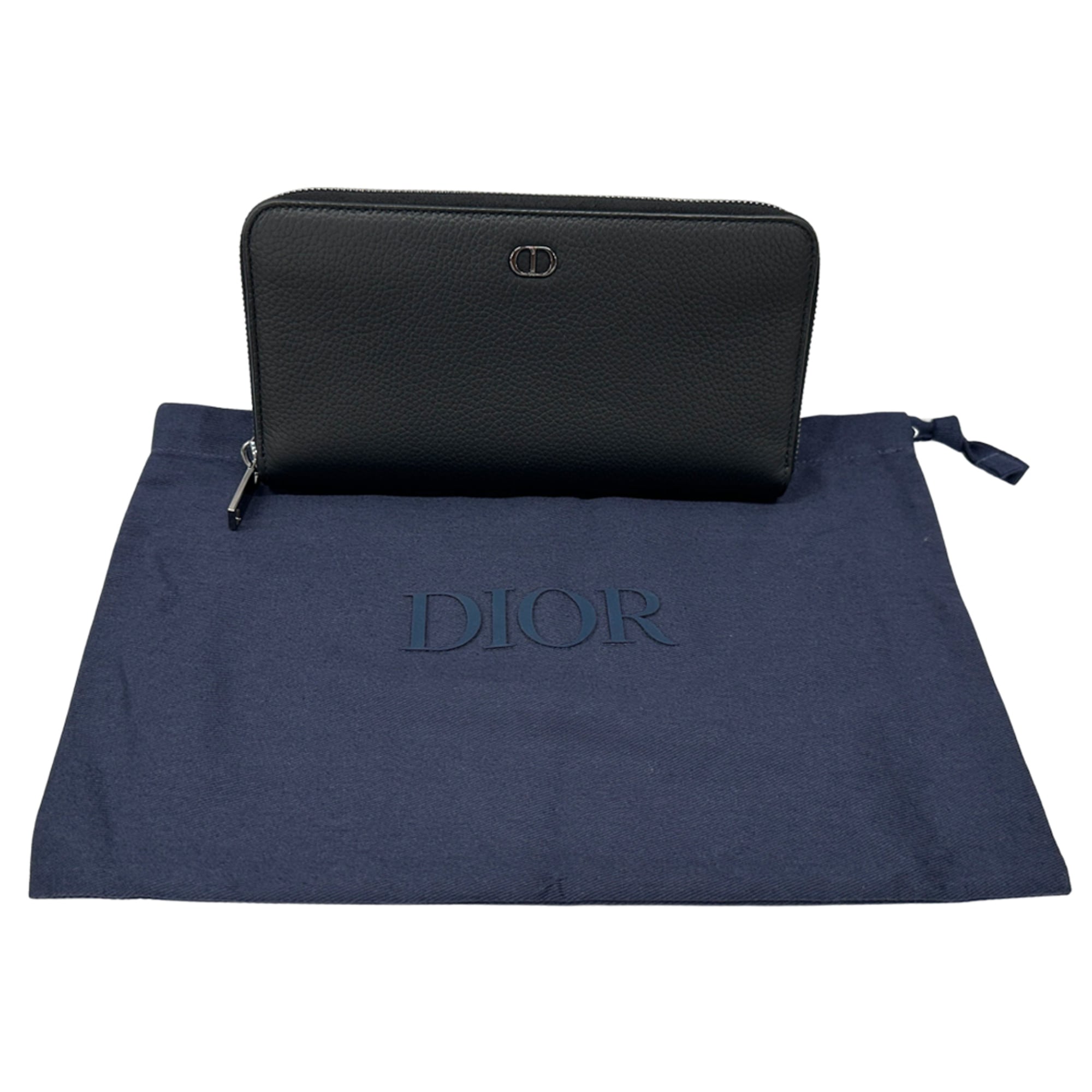 Christian Dior Black Leather Long Wallet (Bi-Fold) (Pre-Owned)