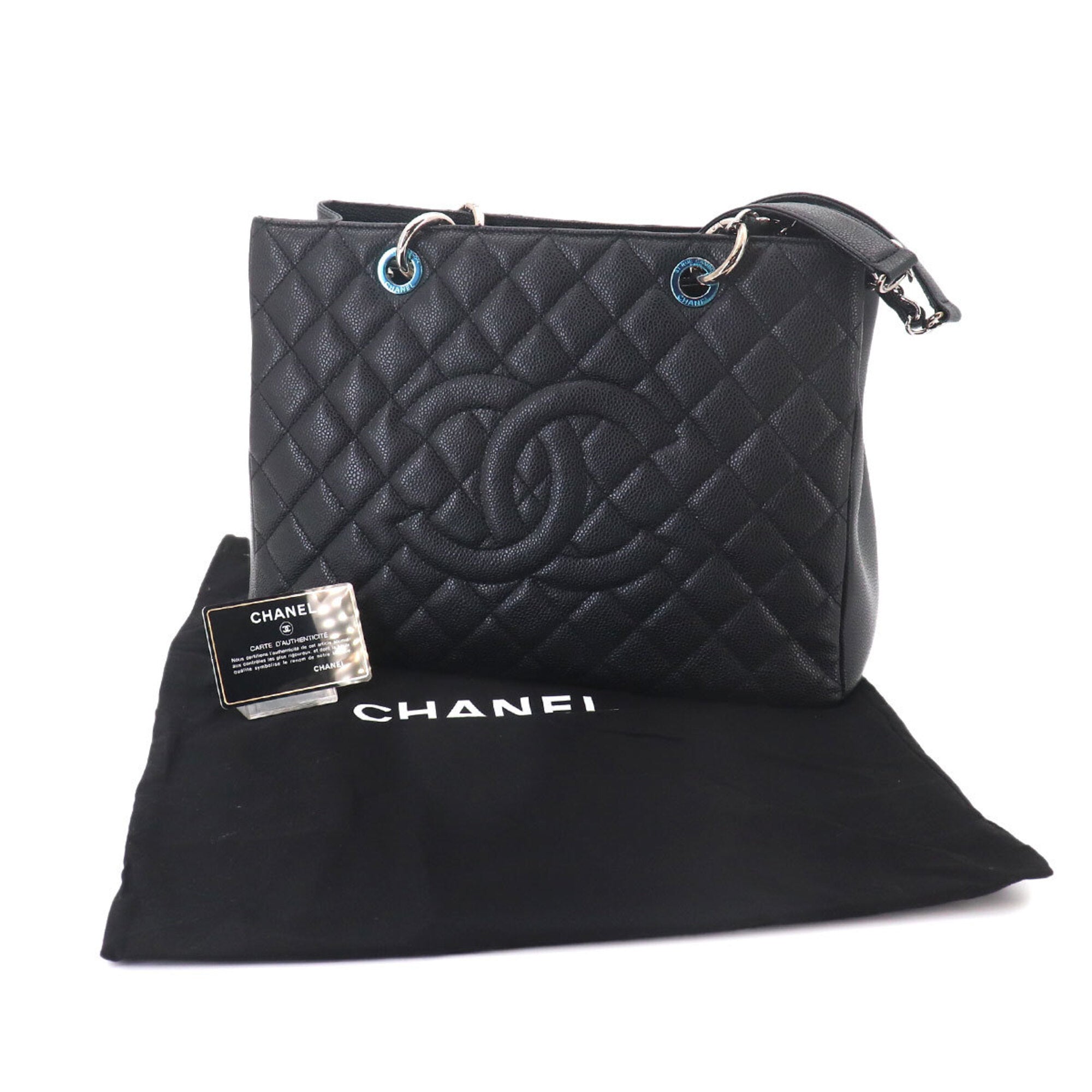 Chanel Matelasse Black Grained Calfskin Handbag Tote Bag (Pre-Owned)