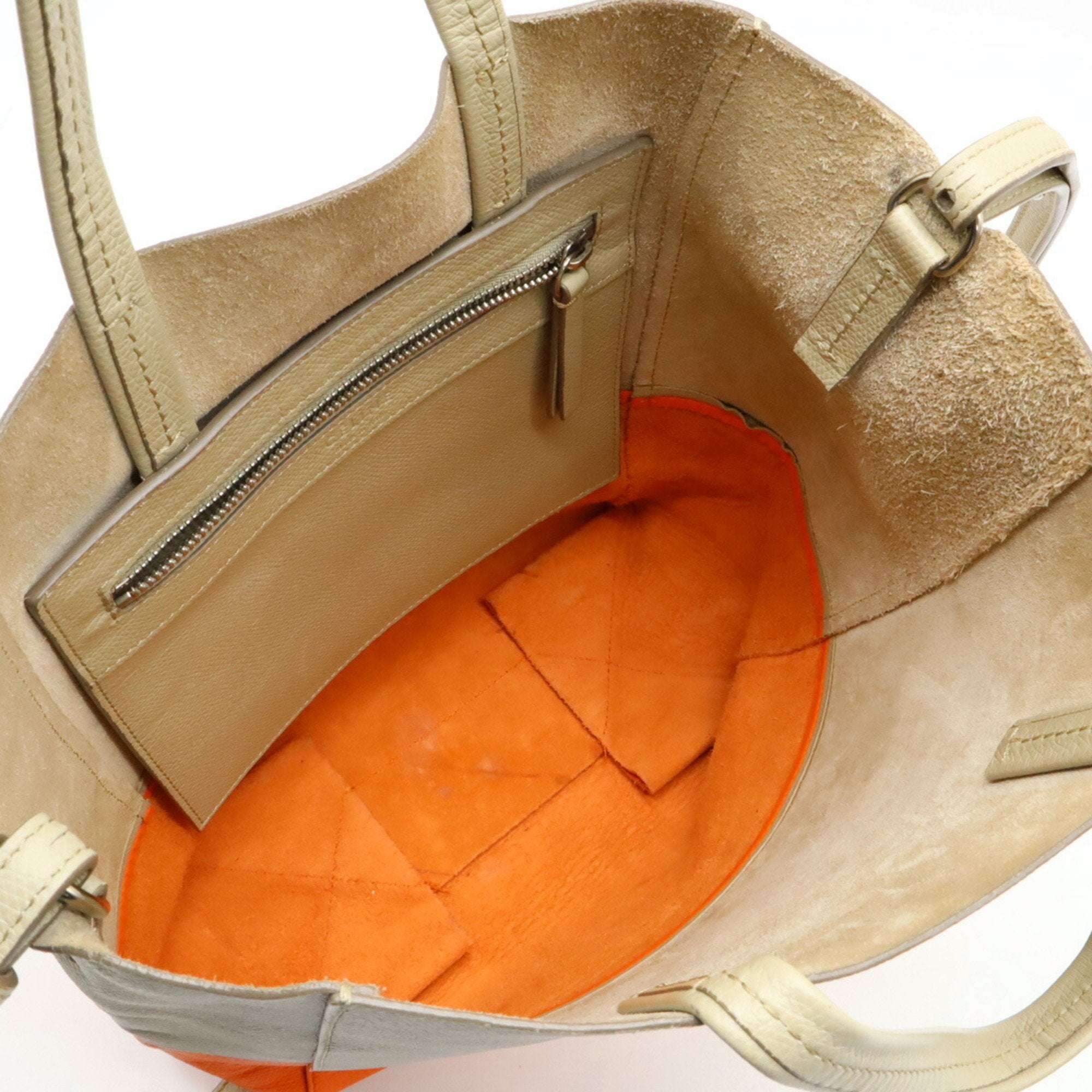 Celine Cabas Beige Orange Sand Leather Shoulder Bag Tote Bag (Pre-Owned)