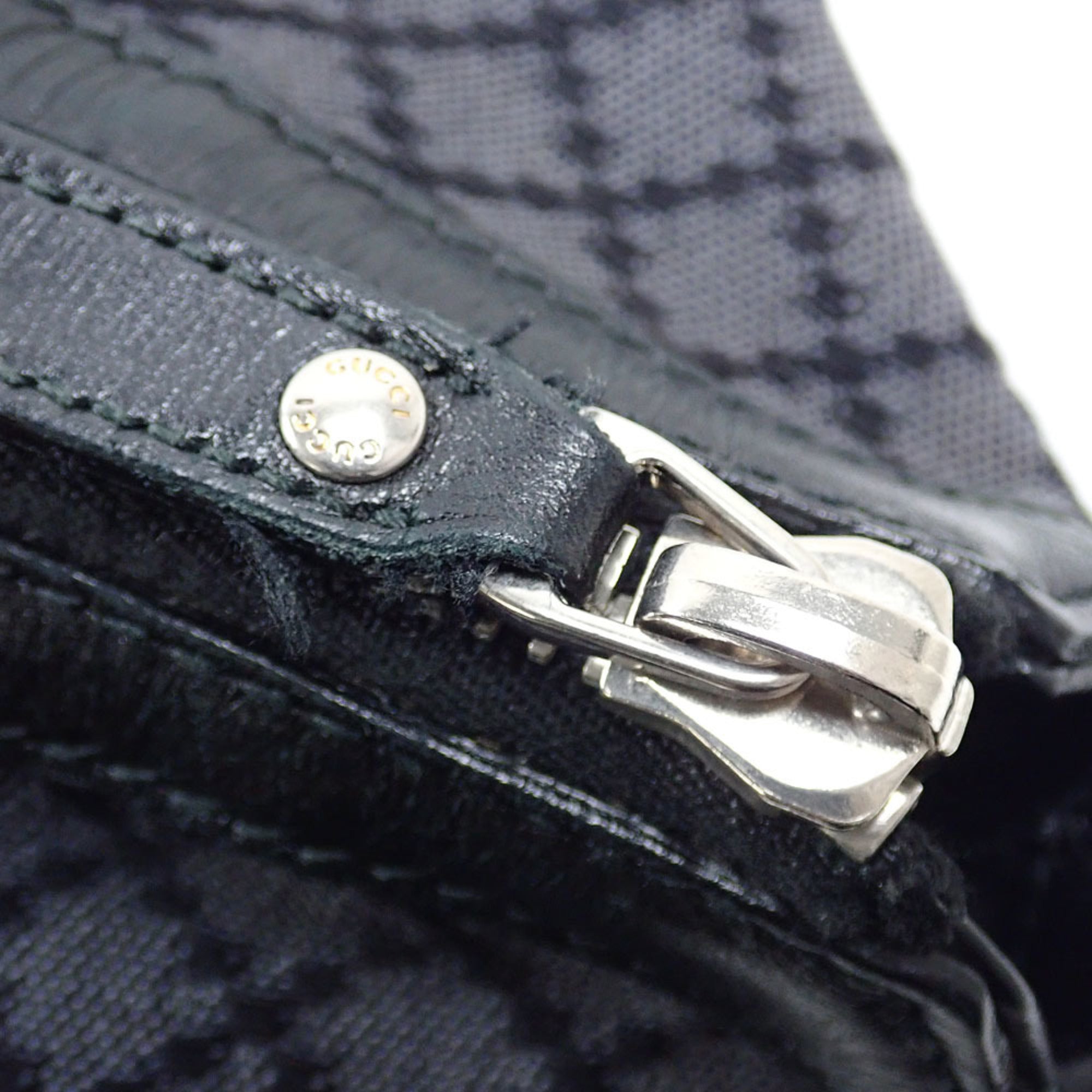 Gucci Black Leather Canvas Shoulder Bag (Pre-Owned)