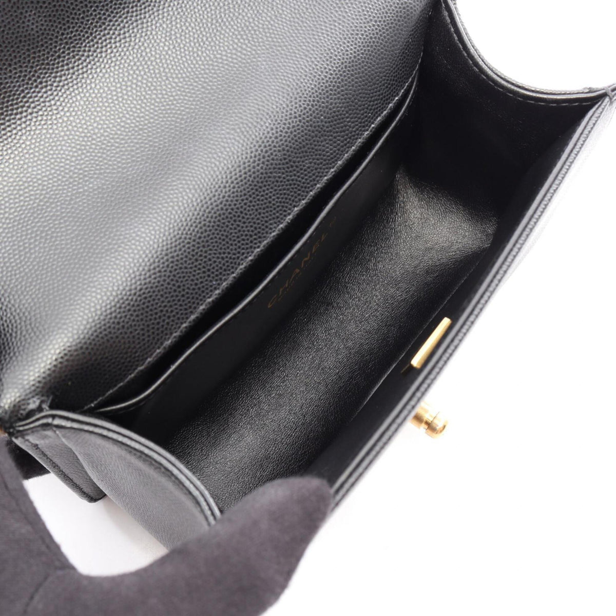 Chanel Black Grained Calfskin Handbag Shoulder Bag (Pre-Owned)