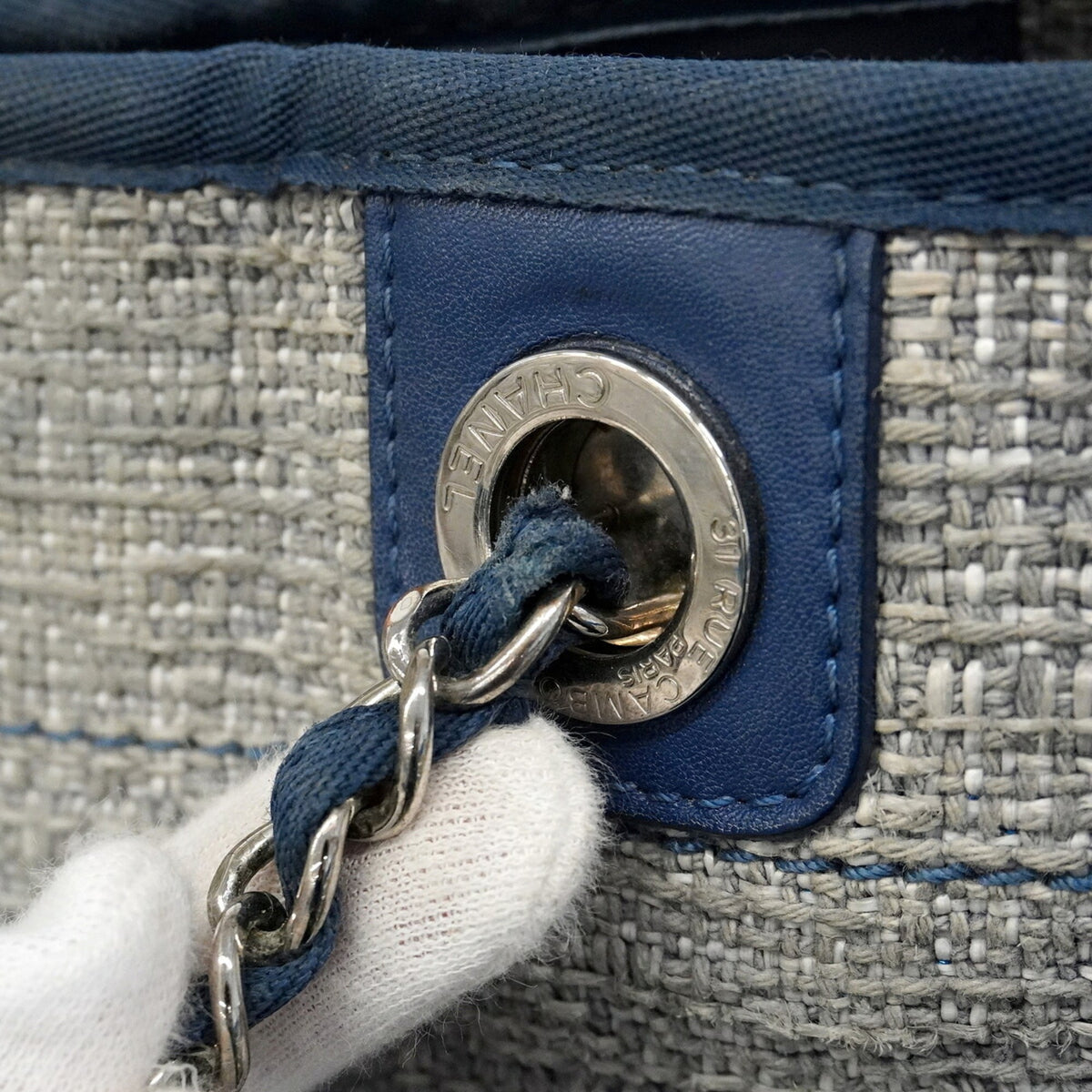 Chanel Navy Tweed Tote Bag (Pre-Owned)