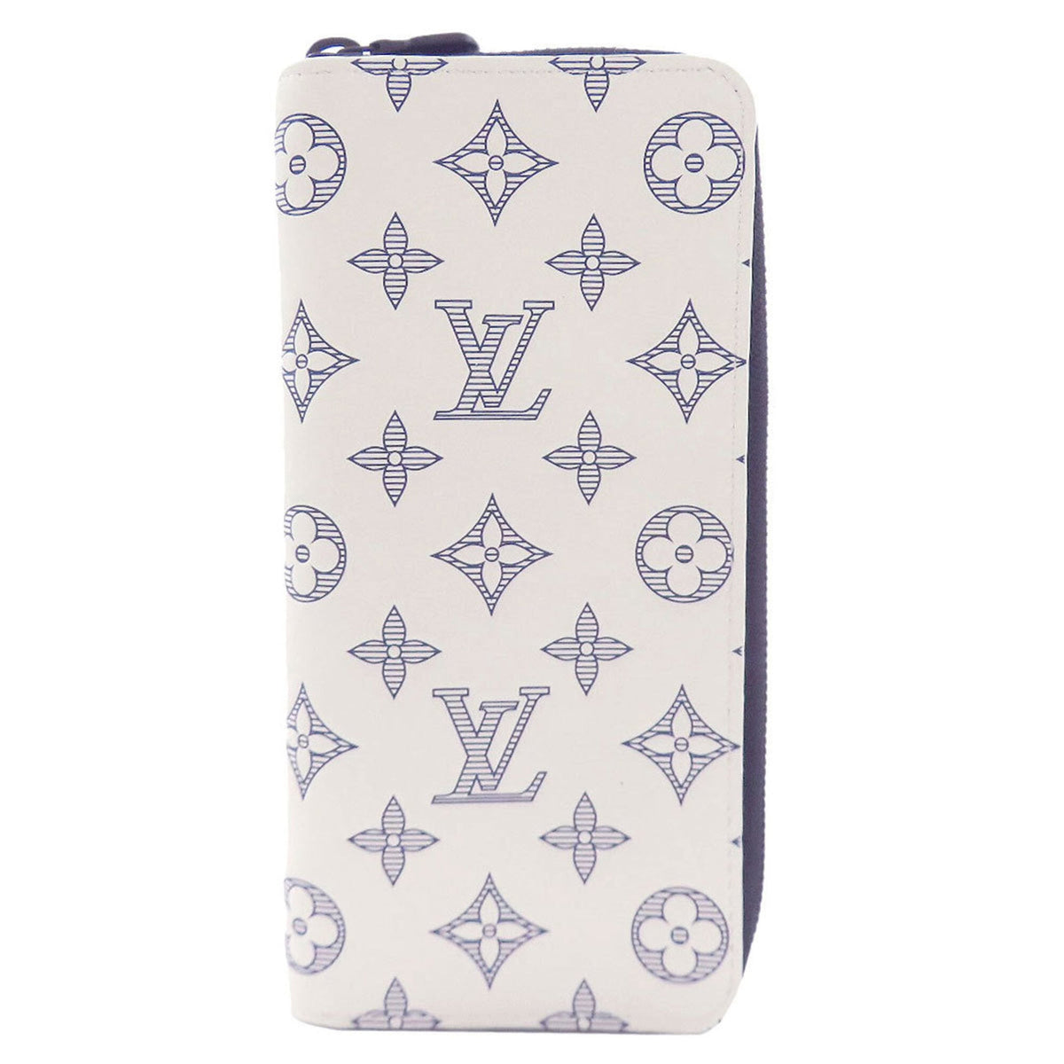 Louis Vuitton Monogram Shadow Navy White Monogram Shadow Long Wallet (Bi-Fold) (Pre-Owned)