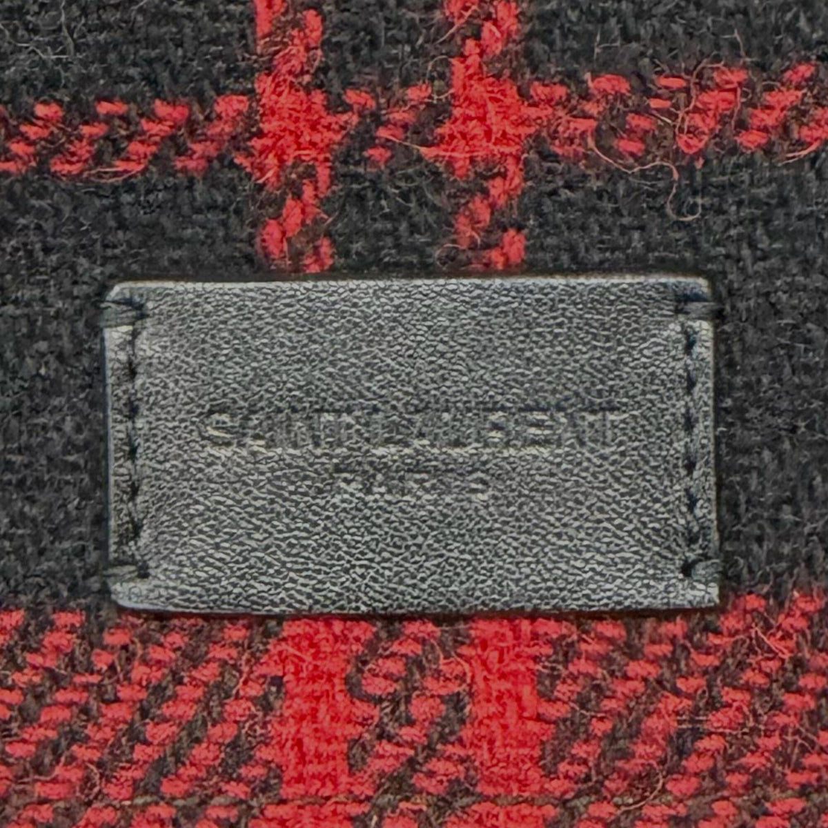 Yves Saint Laurent Black Red Color Wool Leather Boston Bag (Pre-Owned)
