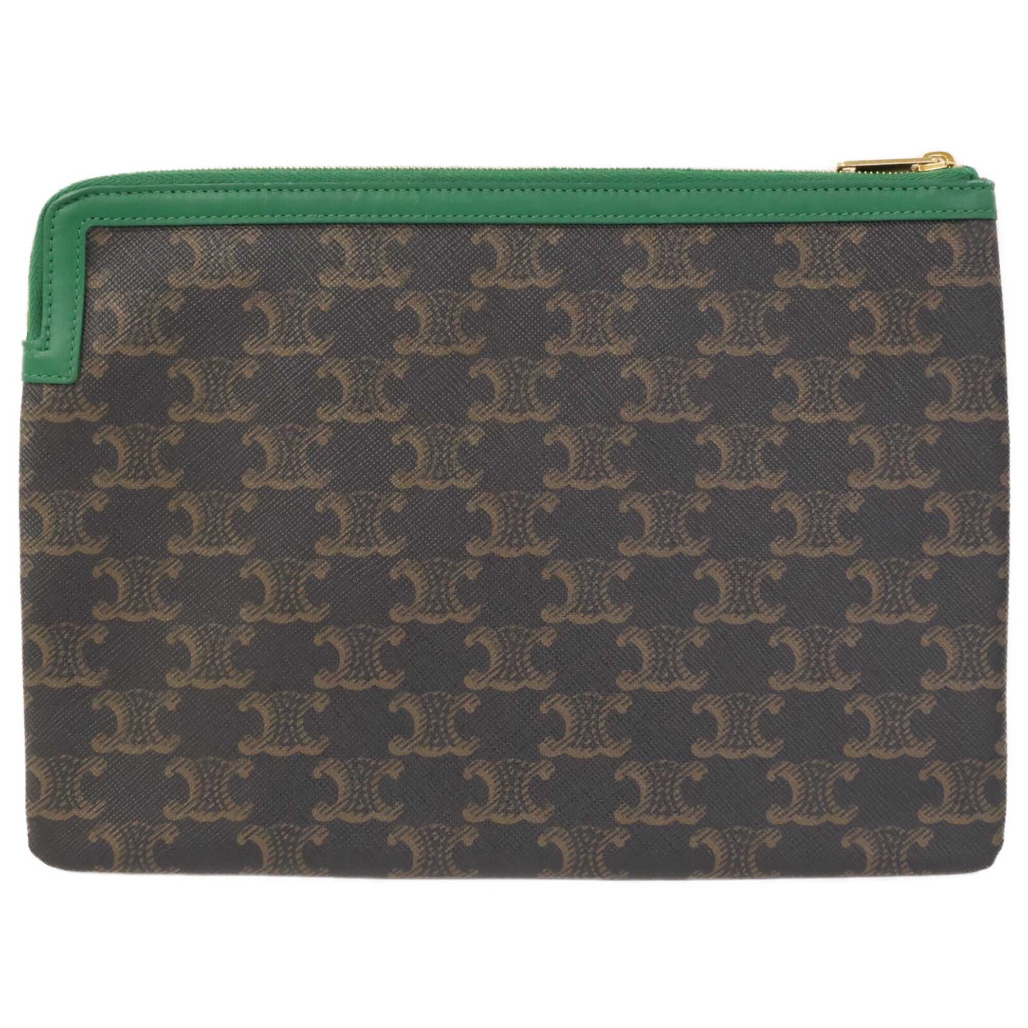 Celine Black Brown Green Coated Canvas Clutch Bag (Pre-Owned)